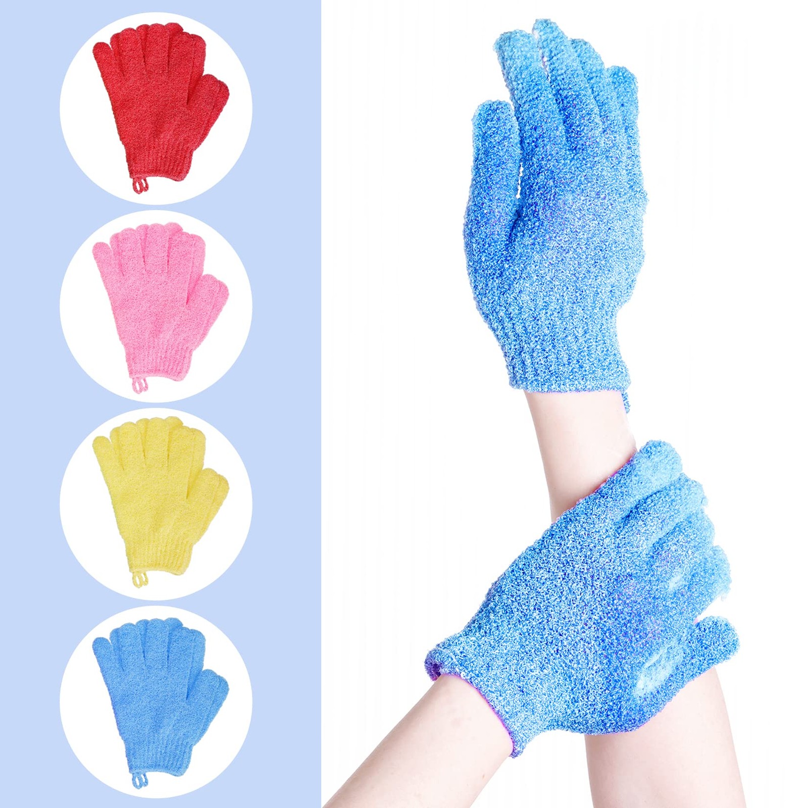 4 Pairs Bath Exfoliating Gloves Scrub, 1 Count (Pack of 8), Multicolor a