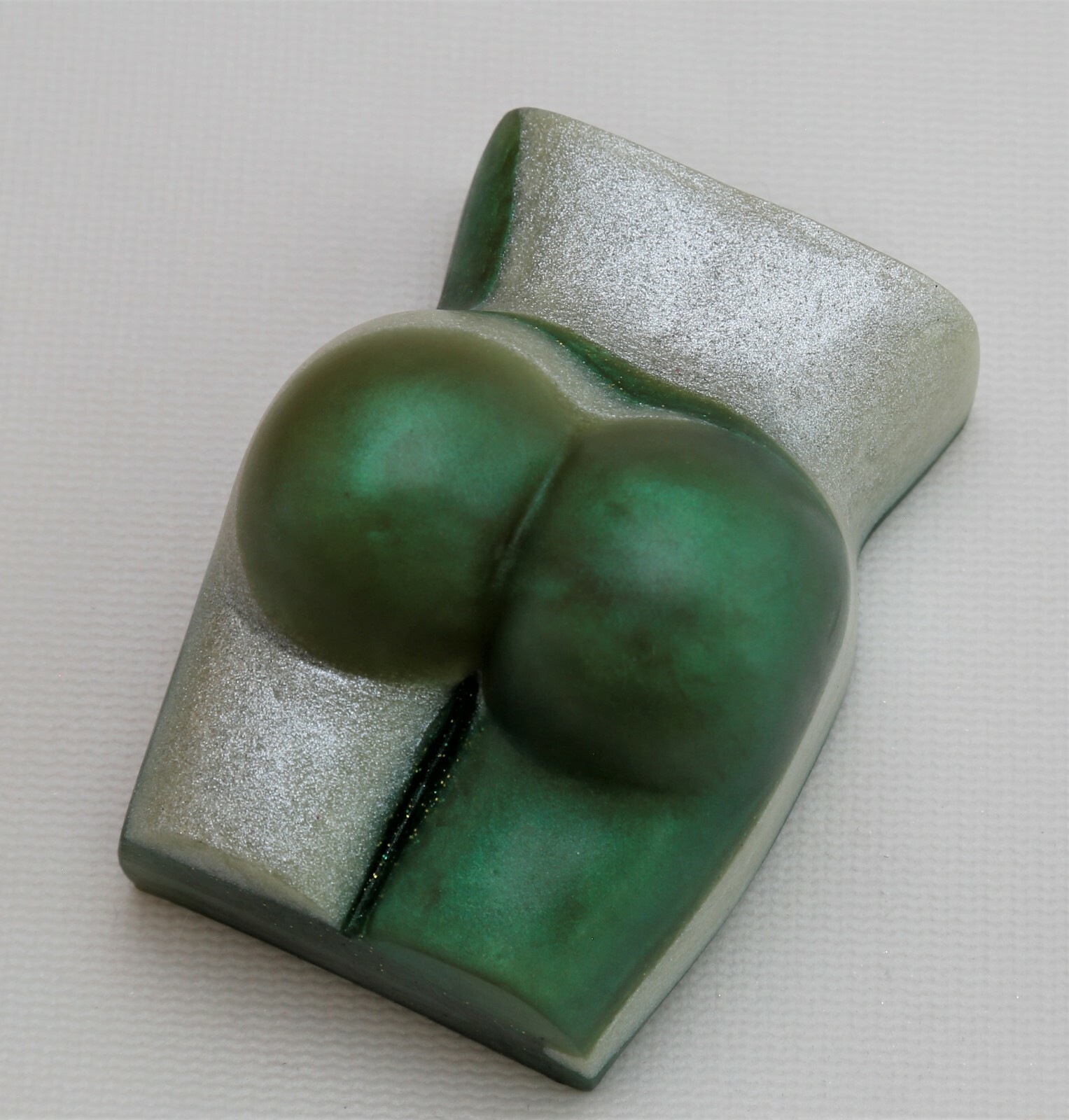 PearcASSo, sudsy butt in green & precious metals, scented w/pear, muguet, quince