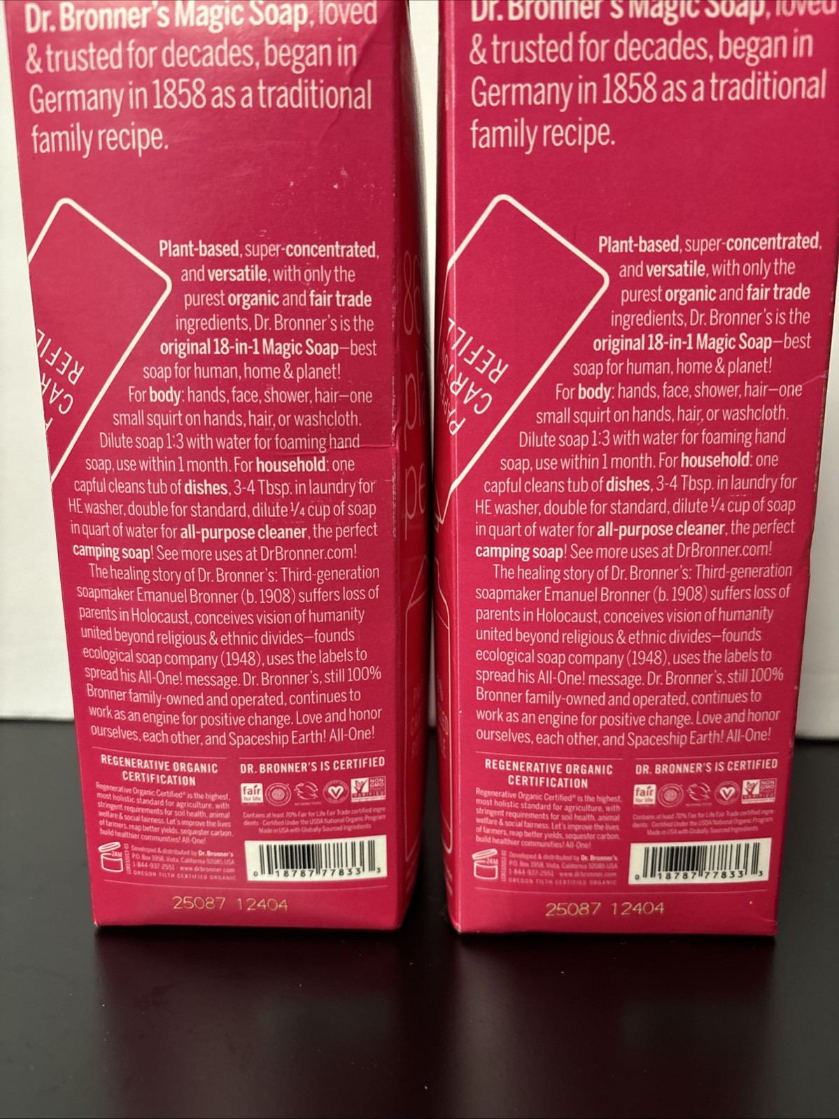 Lot Of 2 Pure Castile Liquid Soap Refill Rose 32 Oz