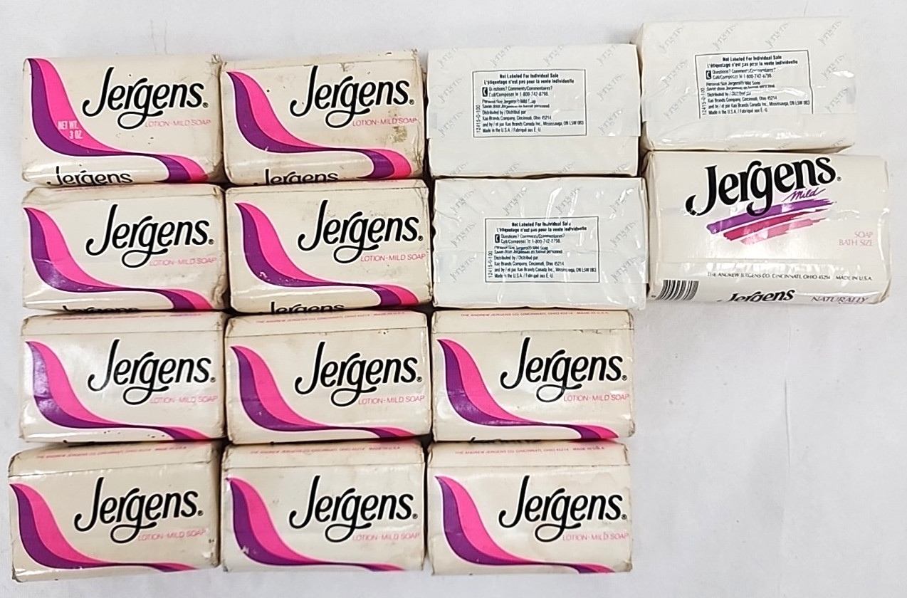 14 Bars Jergens Lotion Mild Bar Soap 3.0 oz Vintage 1970s New Old Stock