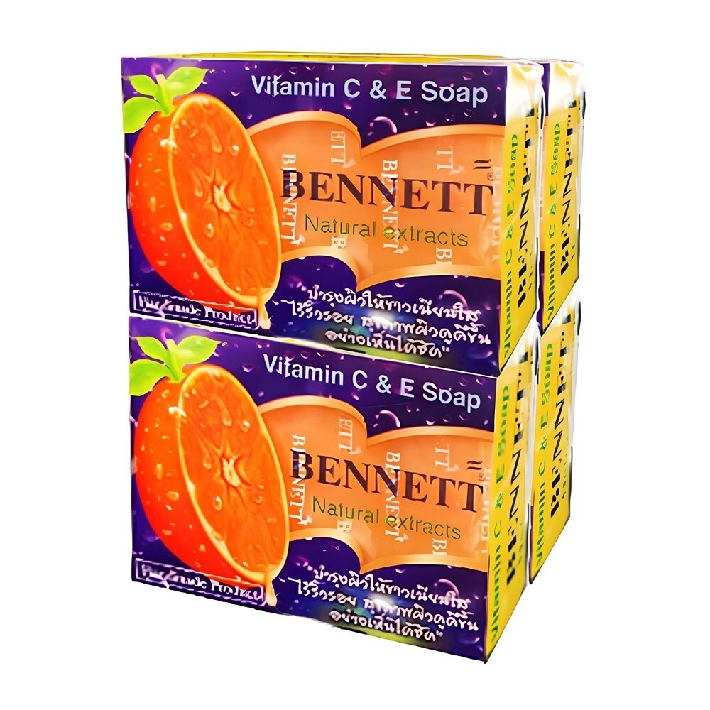 BENNETT Soap Natural Extracts Vitamin C & E Anti-Aging Skin Soap 130 g x 4 Pcs.