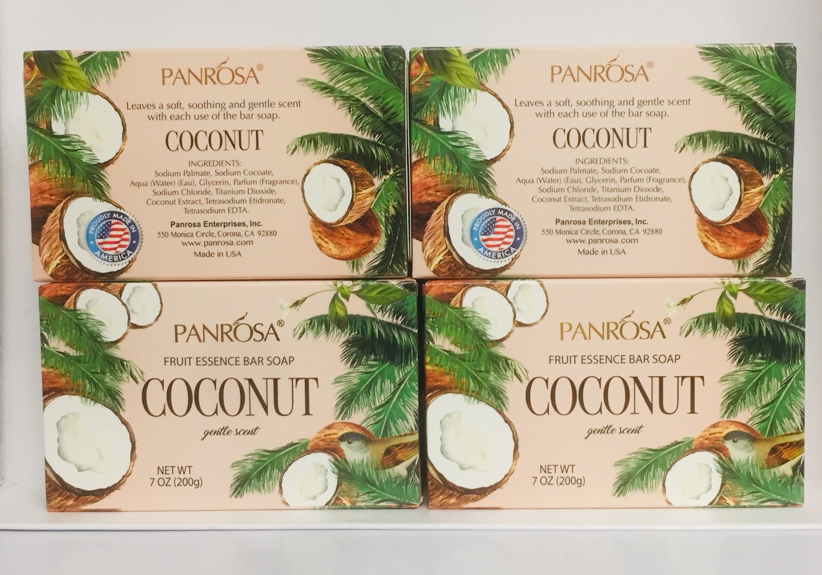 4 Bars Panrosa ~ Coconut Fruit Essence Bar Soap 7 oz Each