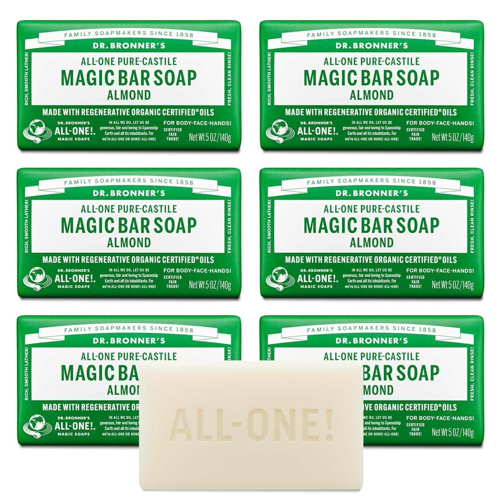 Dr. Bronner’s Pure-Castile Magic Bar Soap – Almond – 2 Pack – 5 oz