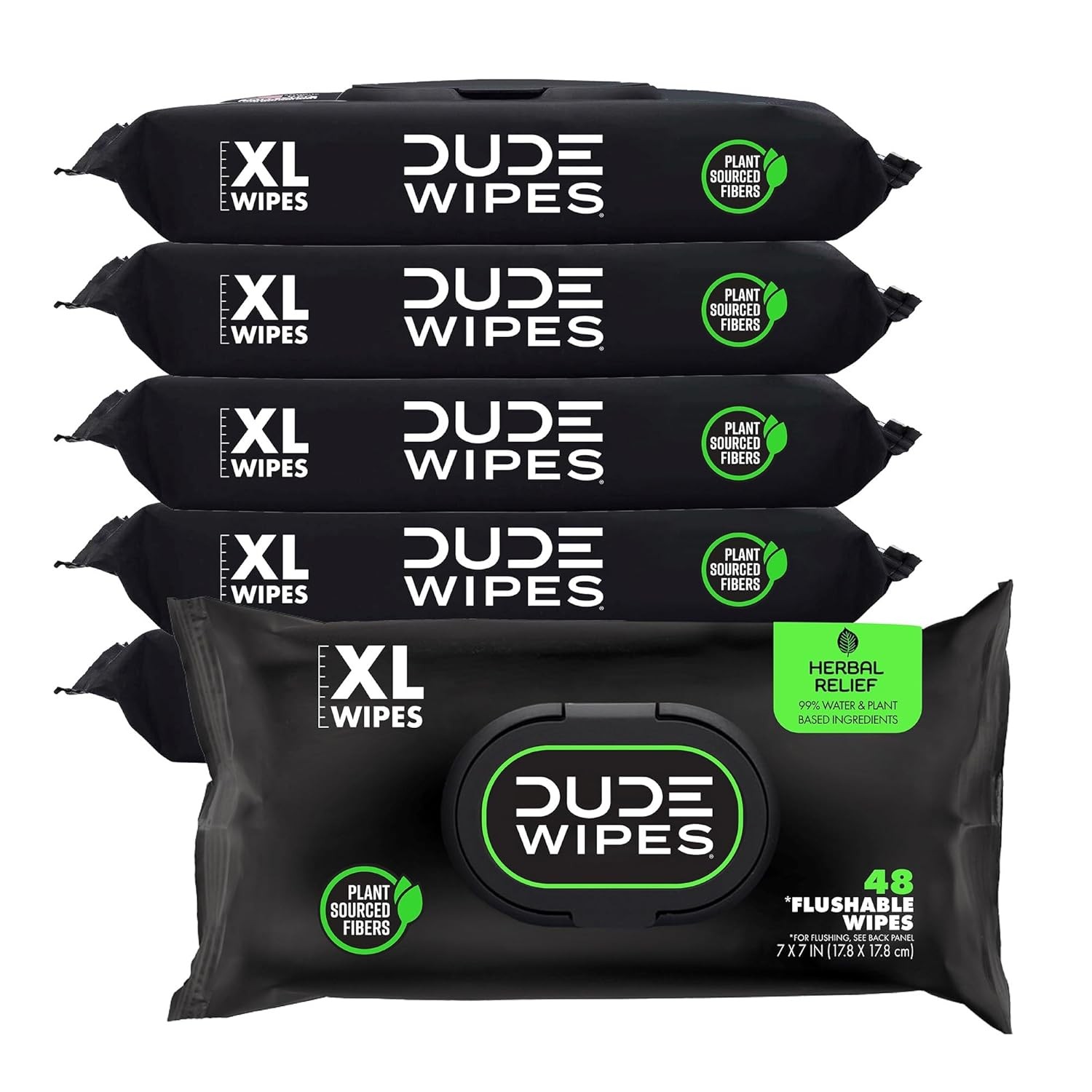 DUDE Wipes – 6 Pack – XL 48 Count Each Herbal Relief