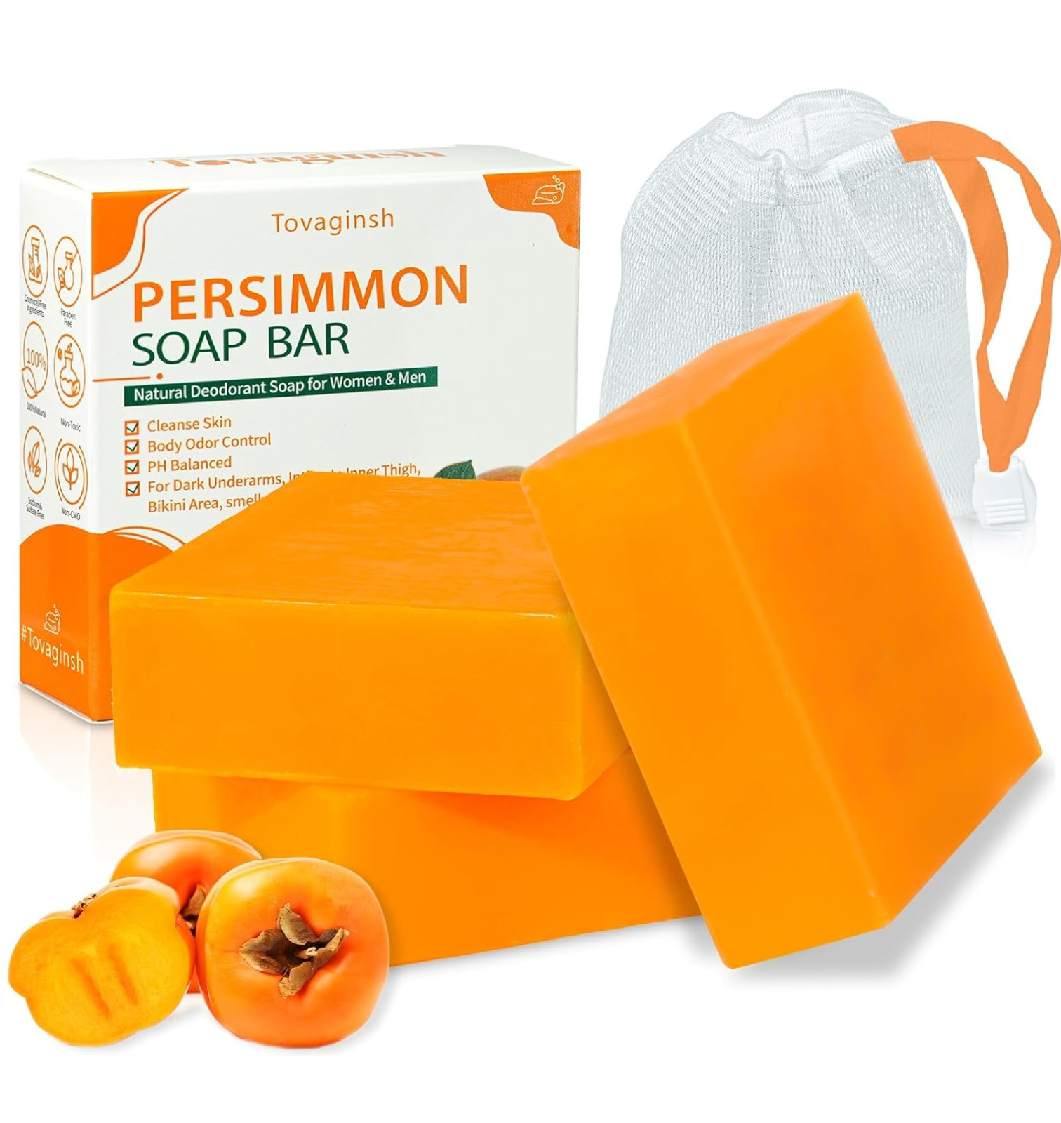 3Pack Body Persimmon Soap Bar Body Odor Control, Organic Deodorant Natural P V2″