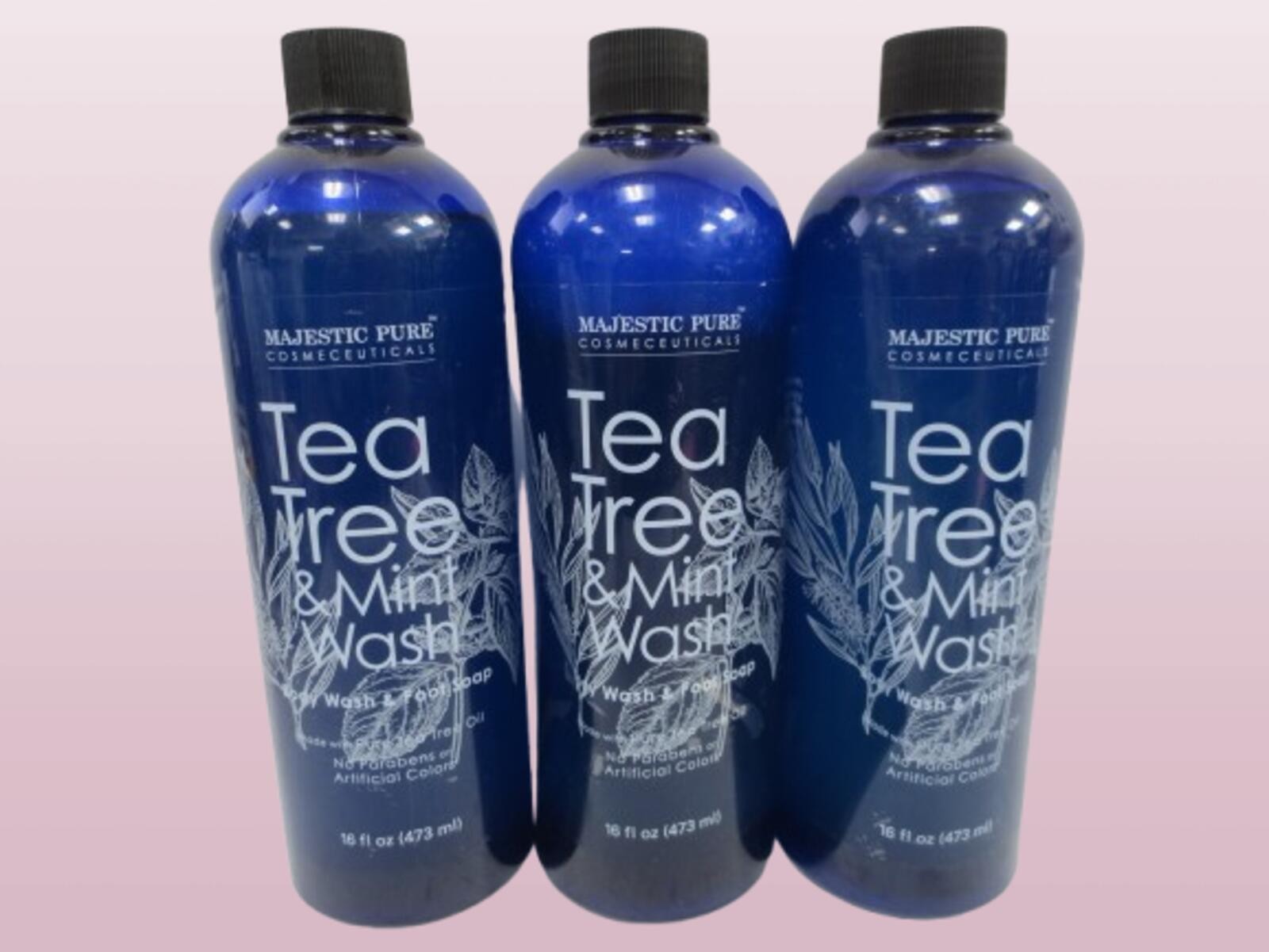 MAJESTIC PURE TEA TREE & MINT WASH BODY WASH & FOOT SOAP 16 OZ LOT OF 3