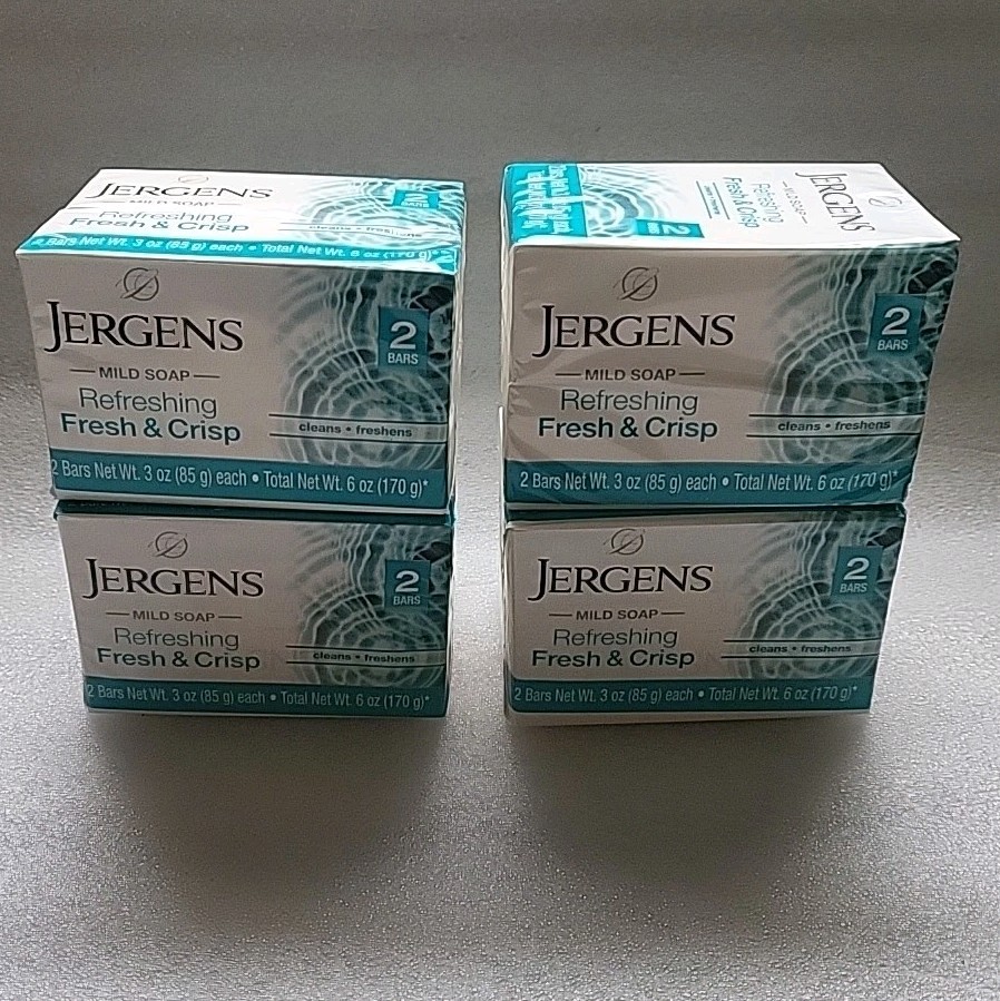 4x Lot Jergens Fresh & Crisp Mild Soap 10 Bars Total New Sealed