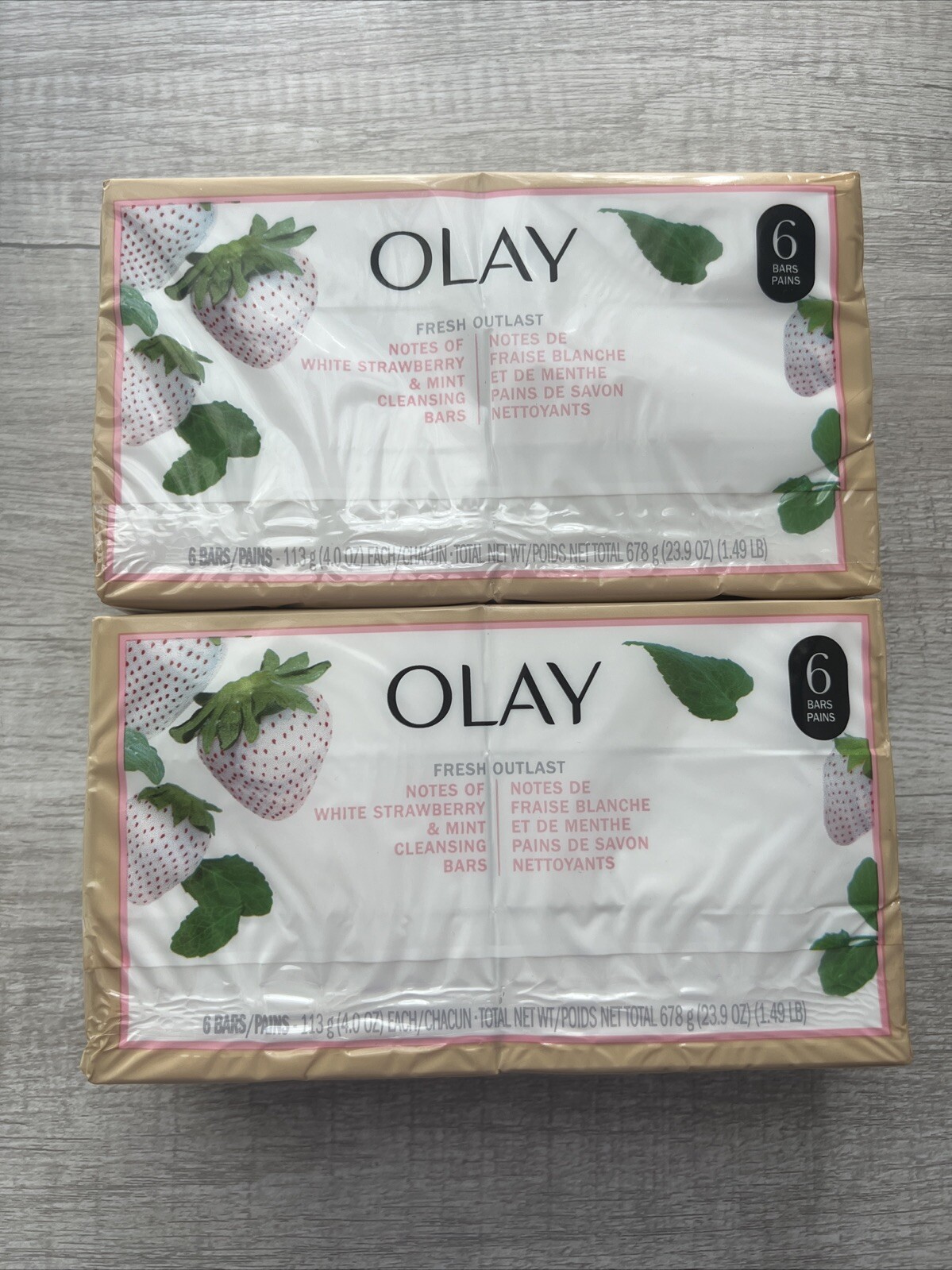 2-6 Pack OLAY Fresh Outlast Cooling White Strawberry & Mint 12 Bar Soap 4.oz Eac