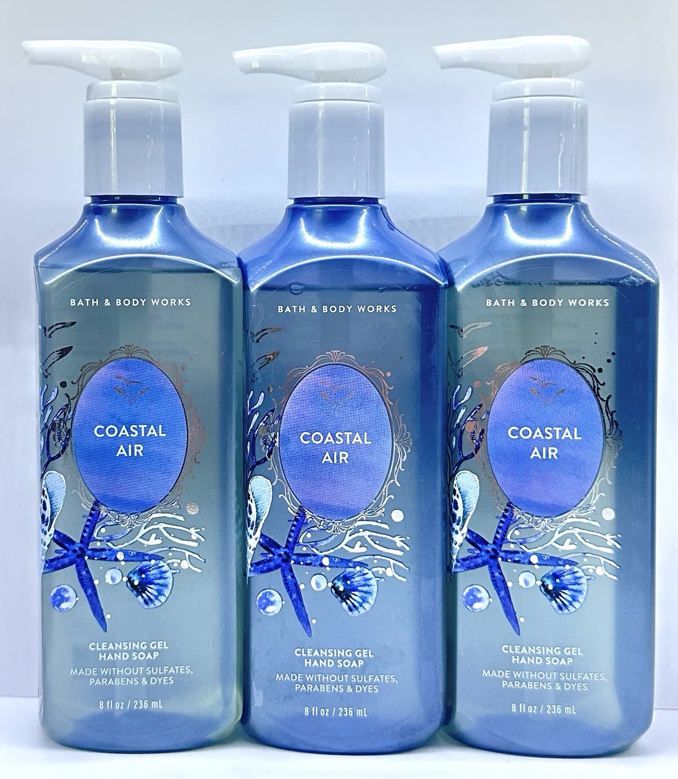 Bath & Body Works Cleansing Gel Hand Soap Lot Set of 3 COASTAL AIR