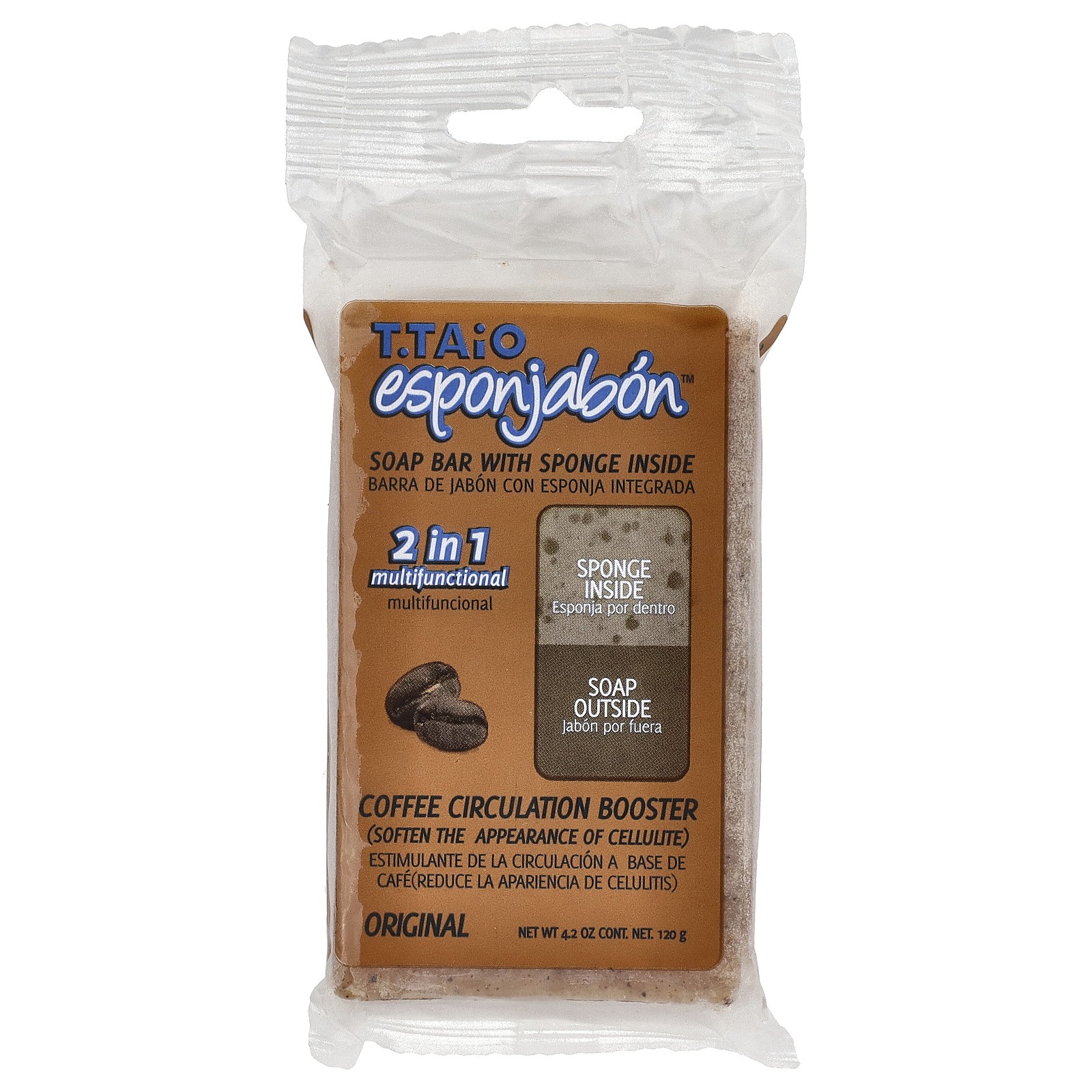 Soap Bar With Sponge Inside, Coffee Circulation Booster, Original, 4.2 oz (120