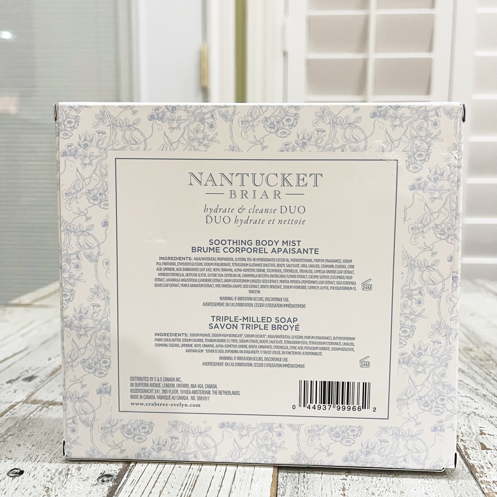 Crabtree & Evelyn Nantucket Briar Body Mist 10mL and Soap 3.5oz Boxed Set NEW