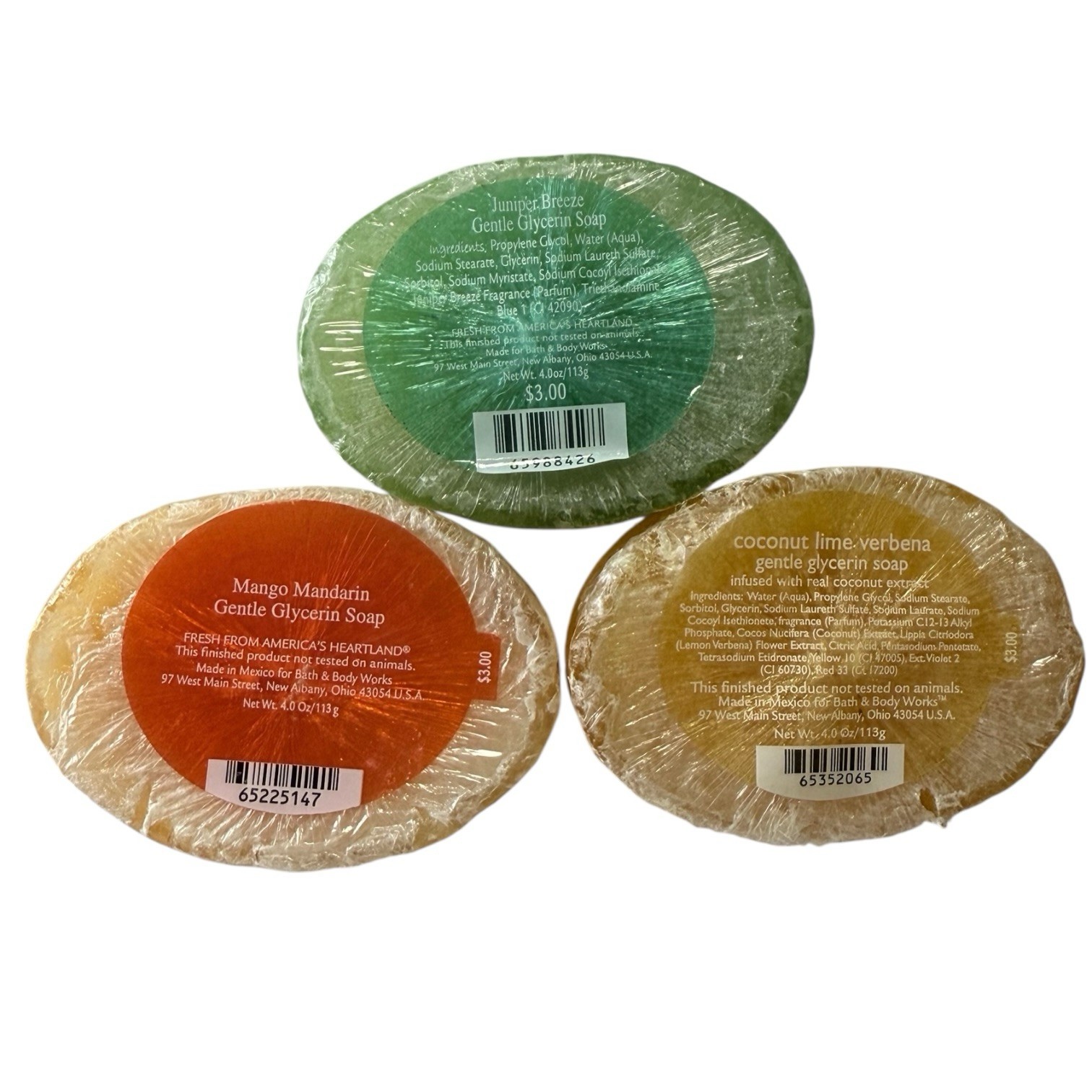 BATH & BODY WORKS Glycerin Soap Juniper Breeze Coconut Lime Verbena M. Mandarin
