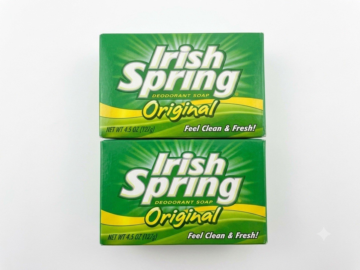 Irish Spring Original Deodorant Soap Bar Feel Clean & Fresh 4.5 oz. Lot of Two