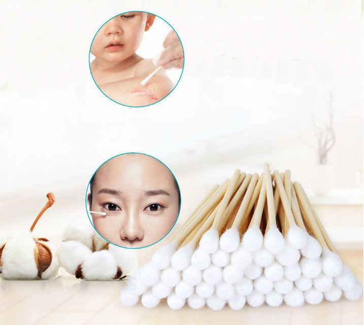 New 10cm 50pcs/pack Makeup Cotton Swabs Extra Long Wood Handle Applicator Q-tip