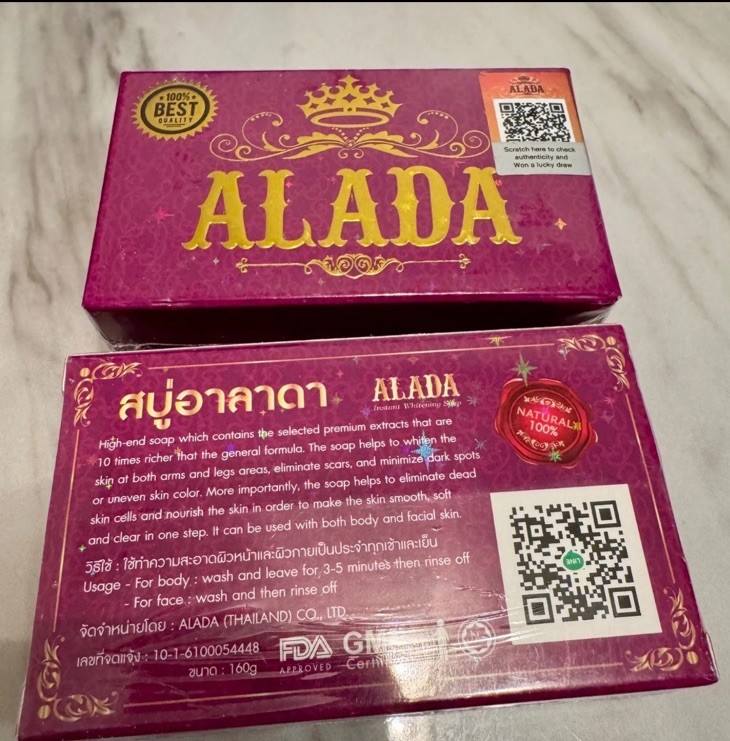 2X ALADA Whitening Soap Naturally Brightening Natural Extract Face Body 160G
