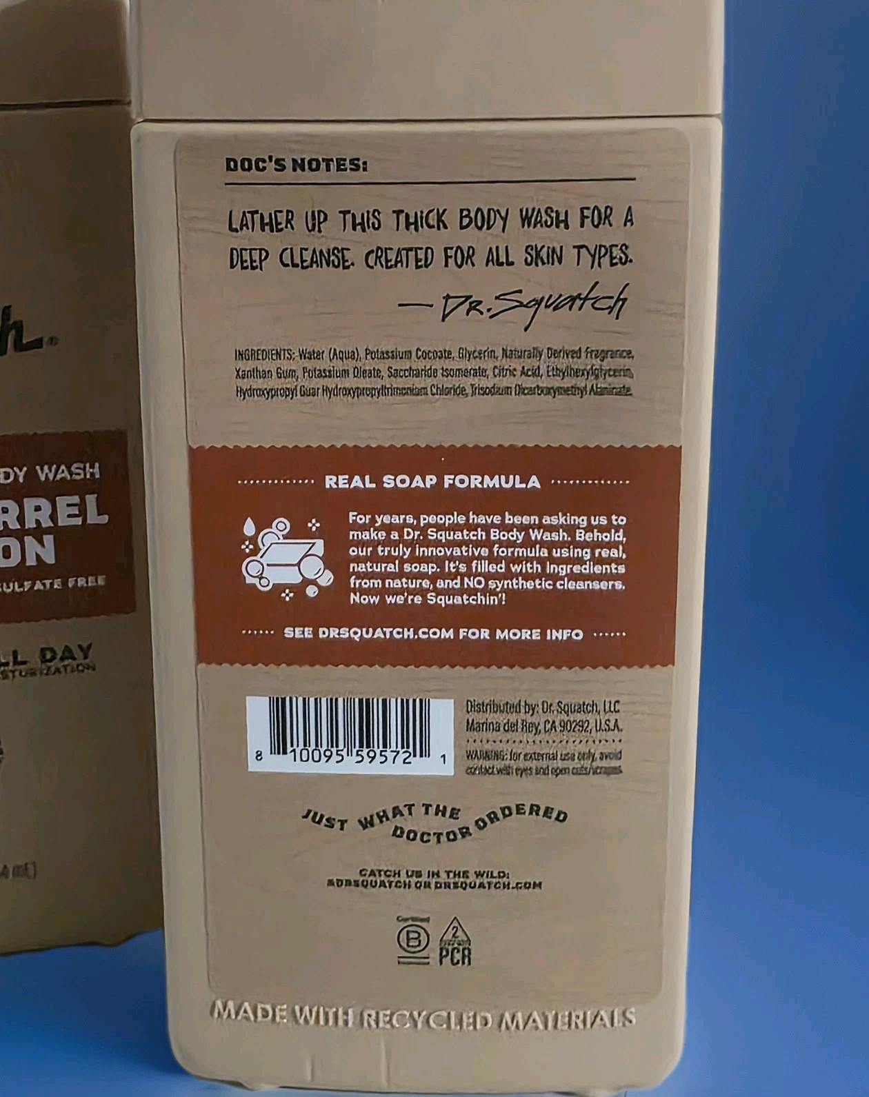 Lot Of 3 Dr Squatch Men’s Wood Barrel Bourbon Natural, Real Soap Body Wash 14oz