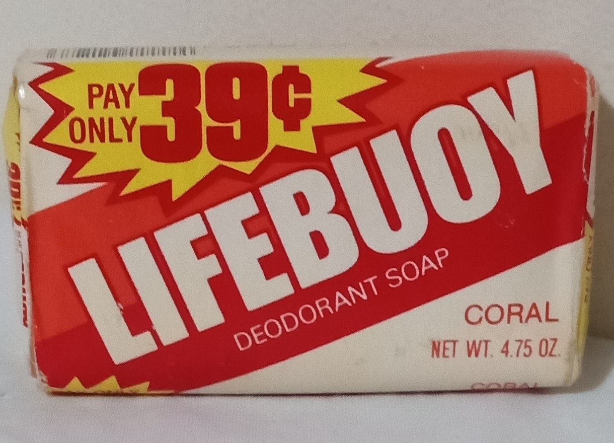 LIFEBUOY Bar Deodorant Soap CORAL 4.75 oz Unused Vintage Lever Bros. Bath Size