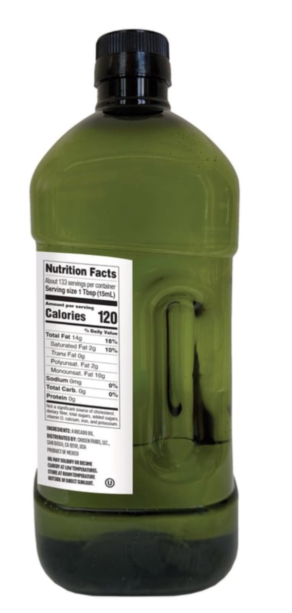 Chosen Foods 100% Pure Avocado Oil – 67.6 fl oz *Total 2 Liter* EXP 08/27