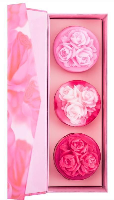 Rose of Bulgaria Gift Set 3 Rose Water Glycerine Soaps 100% Natural Hand-Made