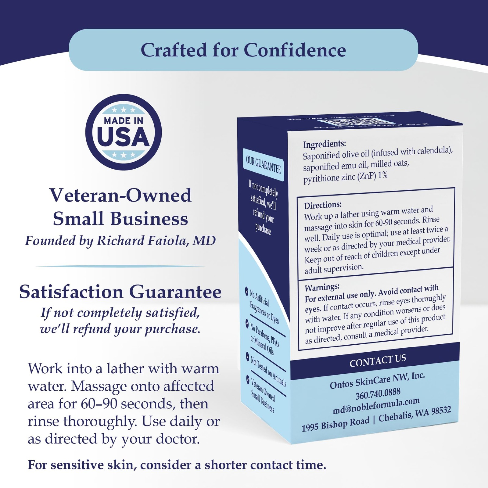 1% Pyrithione Soap Bar with Emu Oil – , Body and Scalp Gentle Cleanser for Dr…