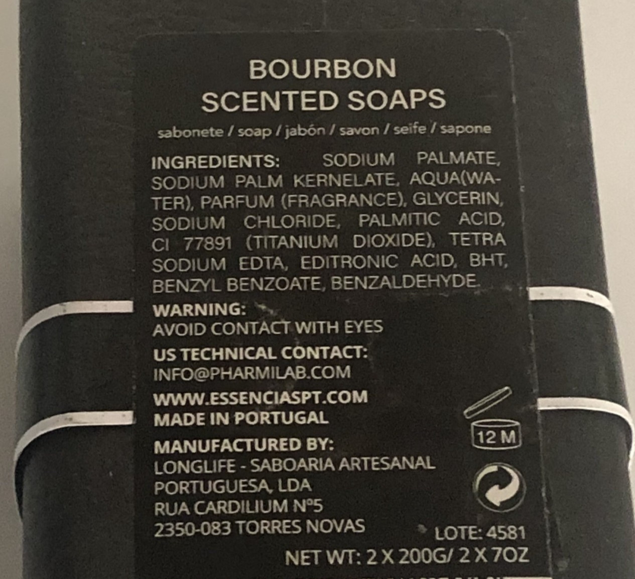 Essencias de Portugal Bourbon Scented Soap Set of 2x 200g 7 Oz Each