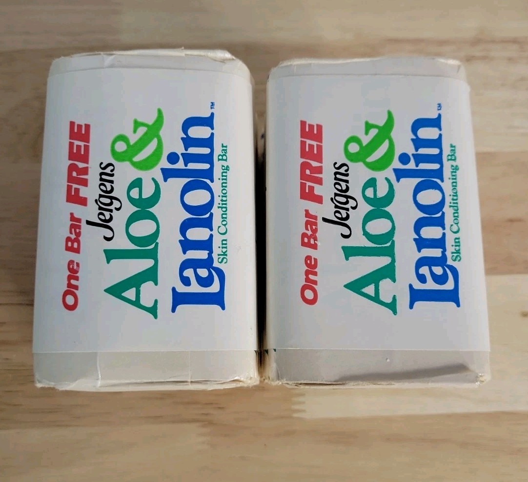 Vintage Jergens ALOE & LANOLIN Bar Soap 3 Pk 4.75 oz 6 Bars Total