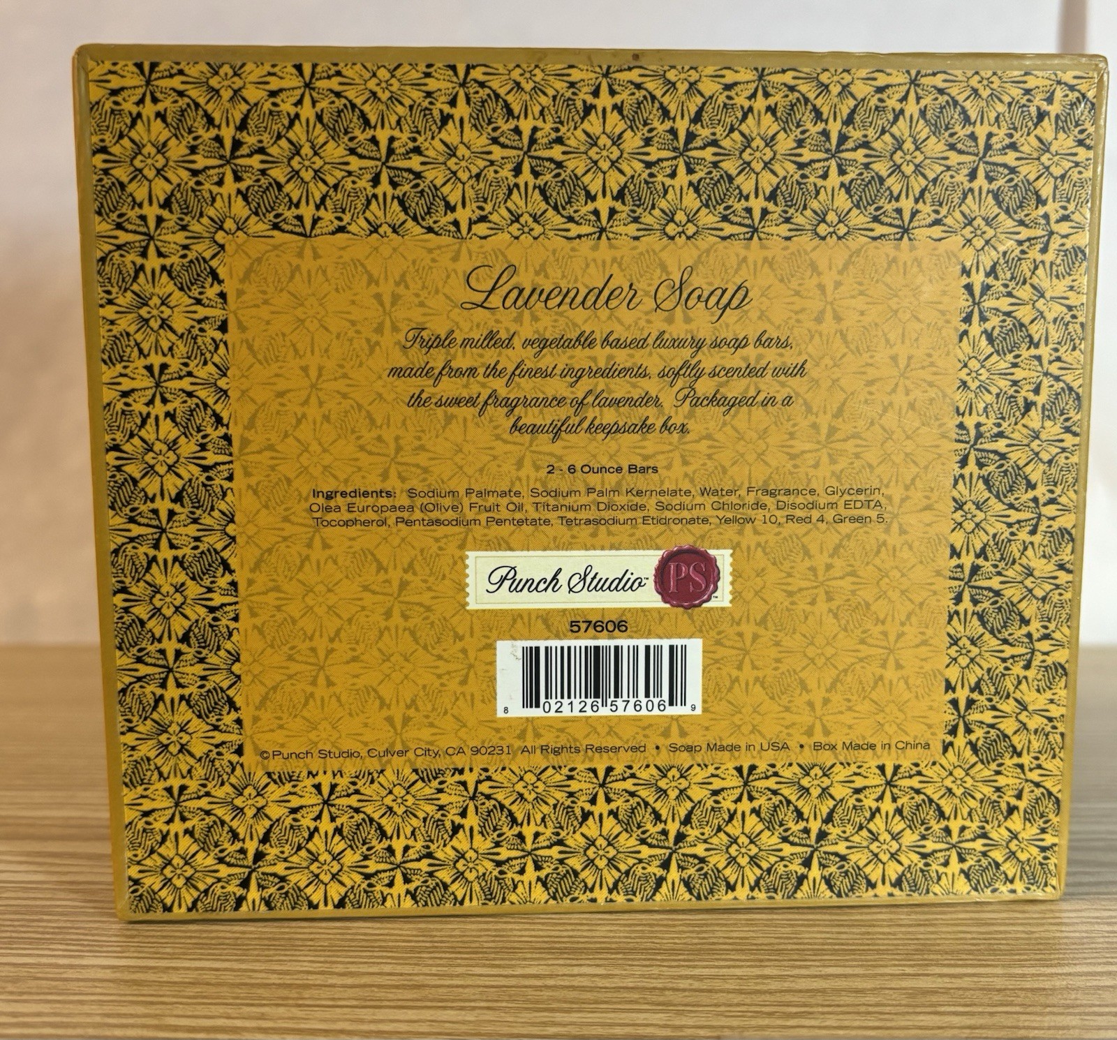 Lavender Soap Triple Milled, Punch Studio, 2 Bars Keepsake Box Oriental Fan