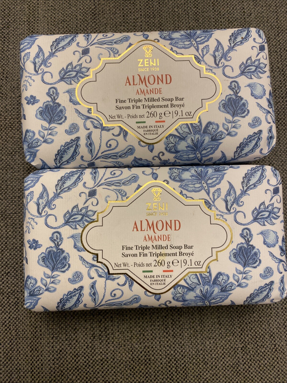 ZENI Almond Amanda Finest Triple Milled ITALIAN Bar Soap 9.1 oz Luxury Large