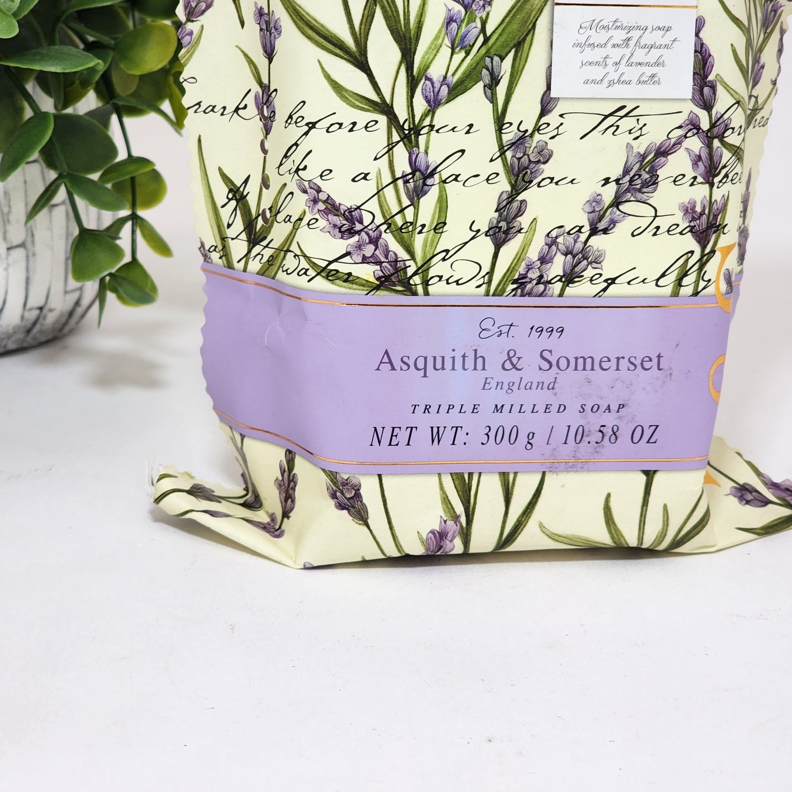Lavender Soap Bar No 1 England Triple Milled 10.58 oz Asquith & Somerset