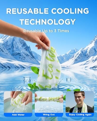 Cooling Towel 5 Pack Mint Extract Instant 3 Second Reusable for Running Cycling