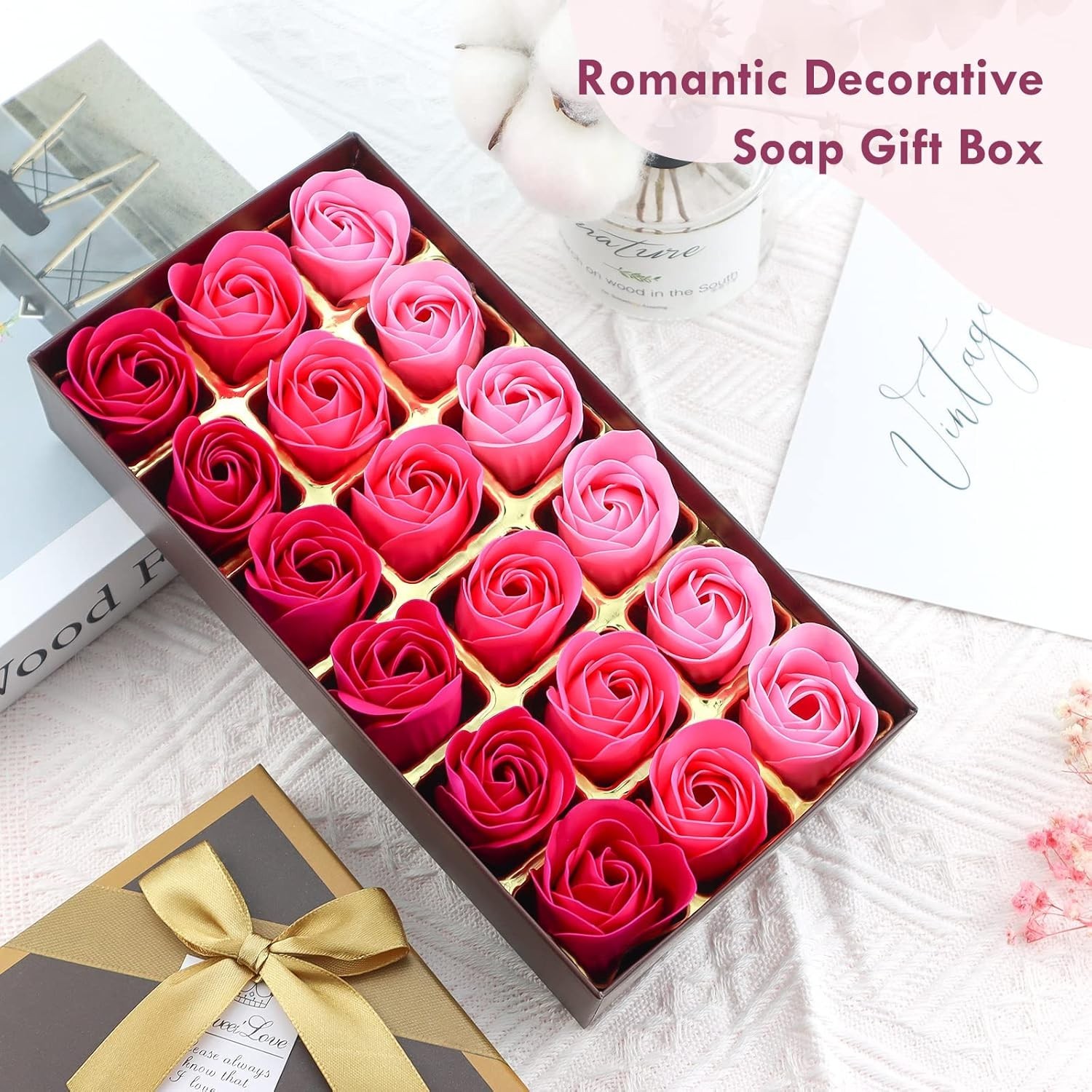 Floral Scented Bath Soap – 18 Rose-Shaped Petals Gift Set for Women & Teens