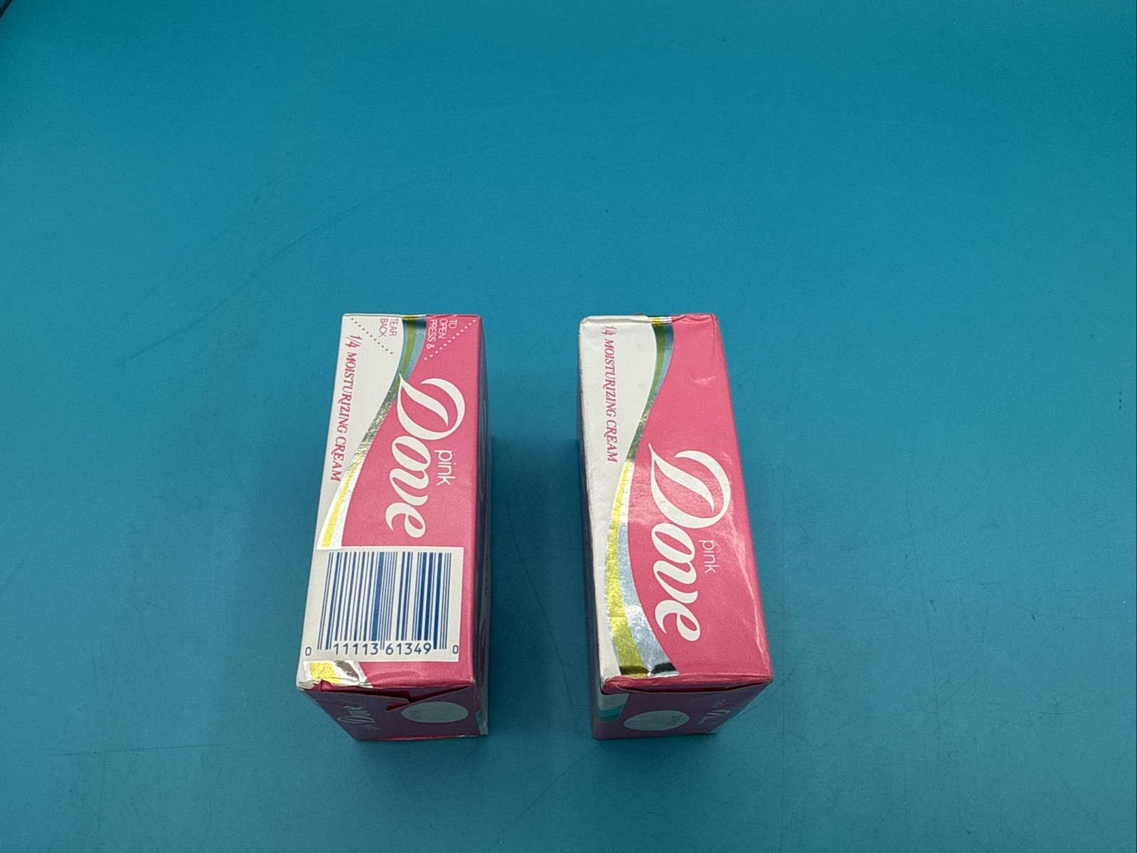 NEW (2) DOVE BEAUTY PINK VINTAGE NOS 1/4 MOISTURIZING CREAM BAR SOAP 4.75oz 90s