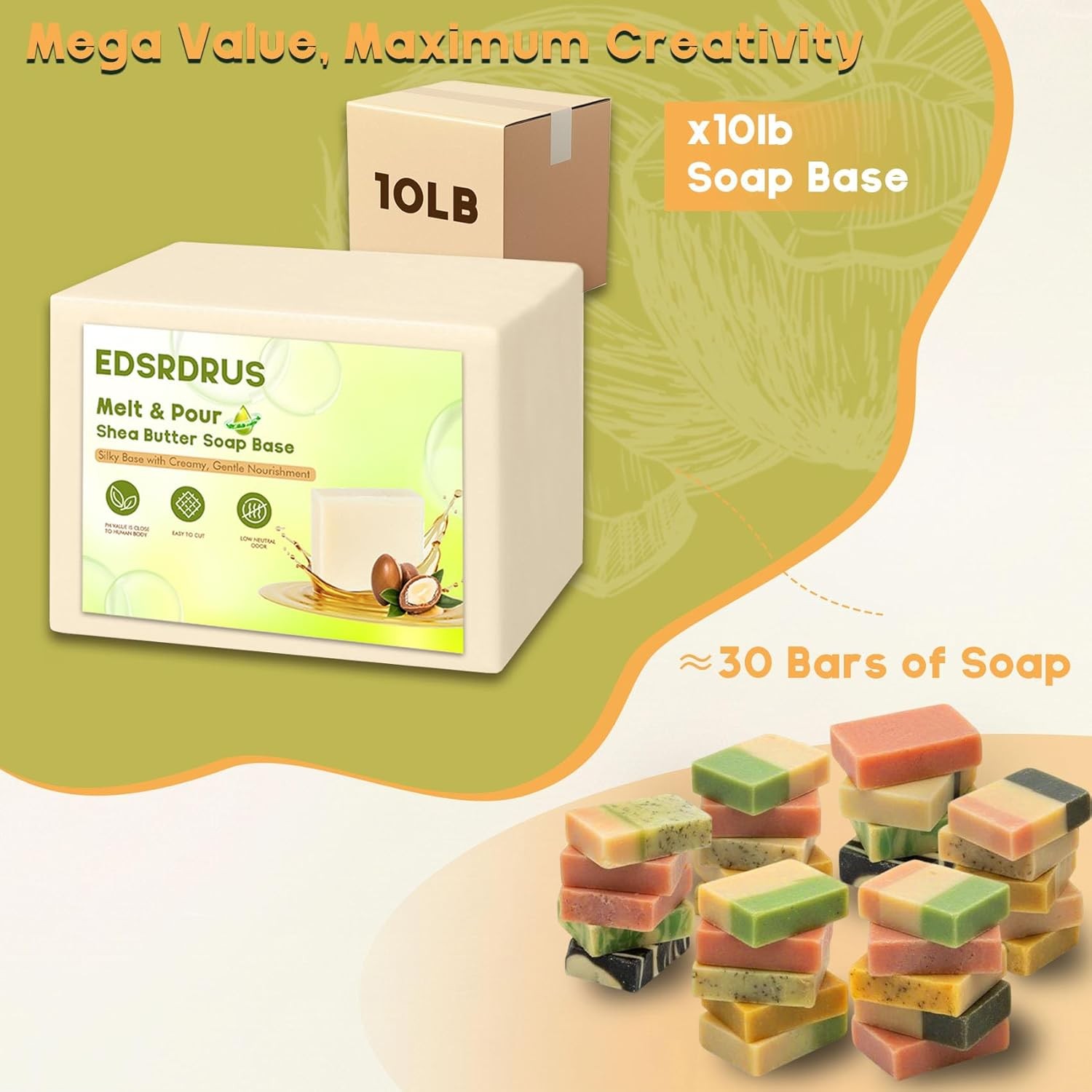 10lb Unscented Melt and Pour Soap Base, Fragrance-Free Glycerin