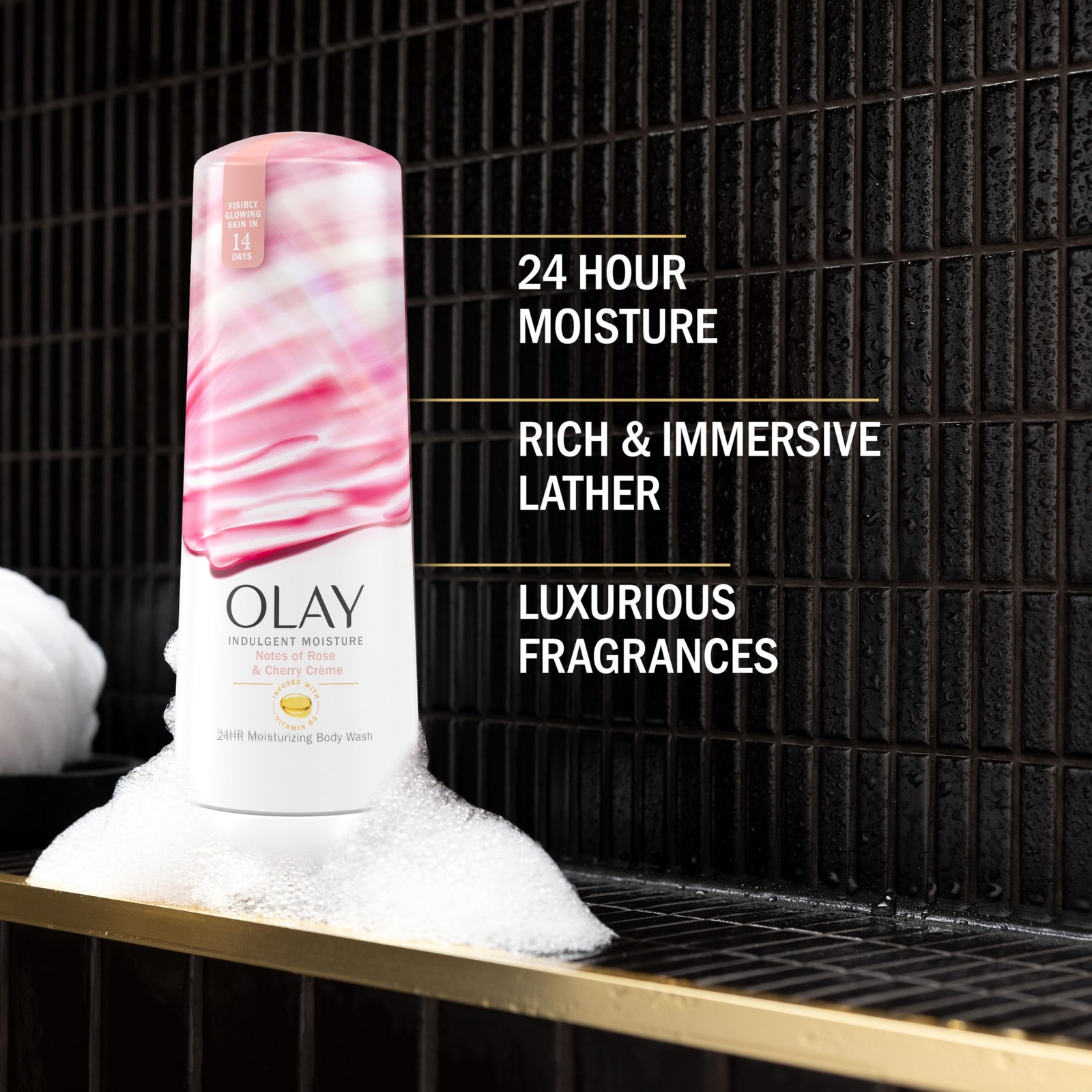 Olay Indulgent Moisture Body Wash 20 Fl Oz Rose Cherry Creme 24Hr Hydration