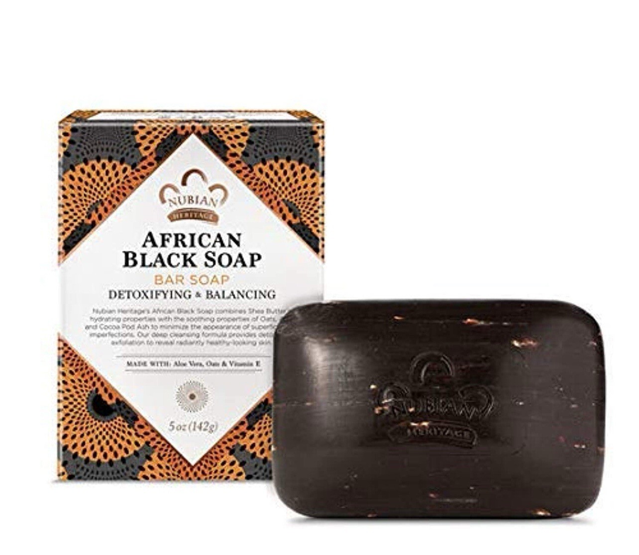 2X Nubian Heritage African Black Bar Soap with Aloe Vera Oats & Vitamin E 5 oz