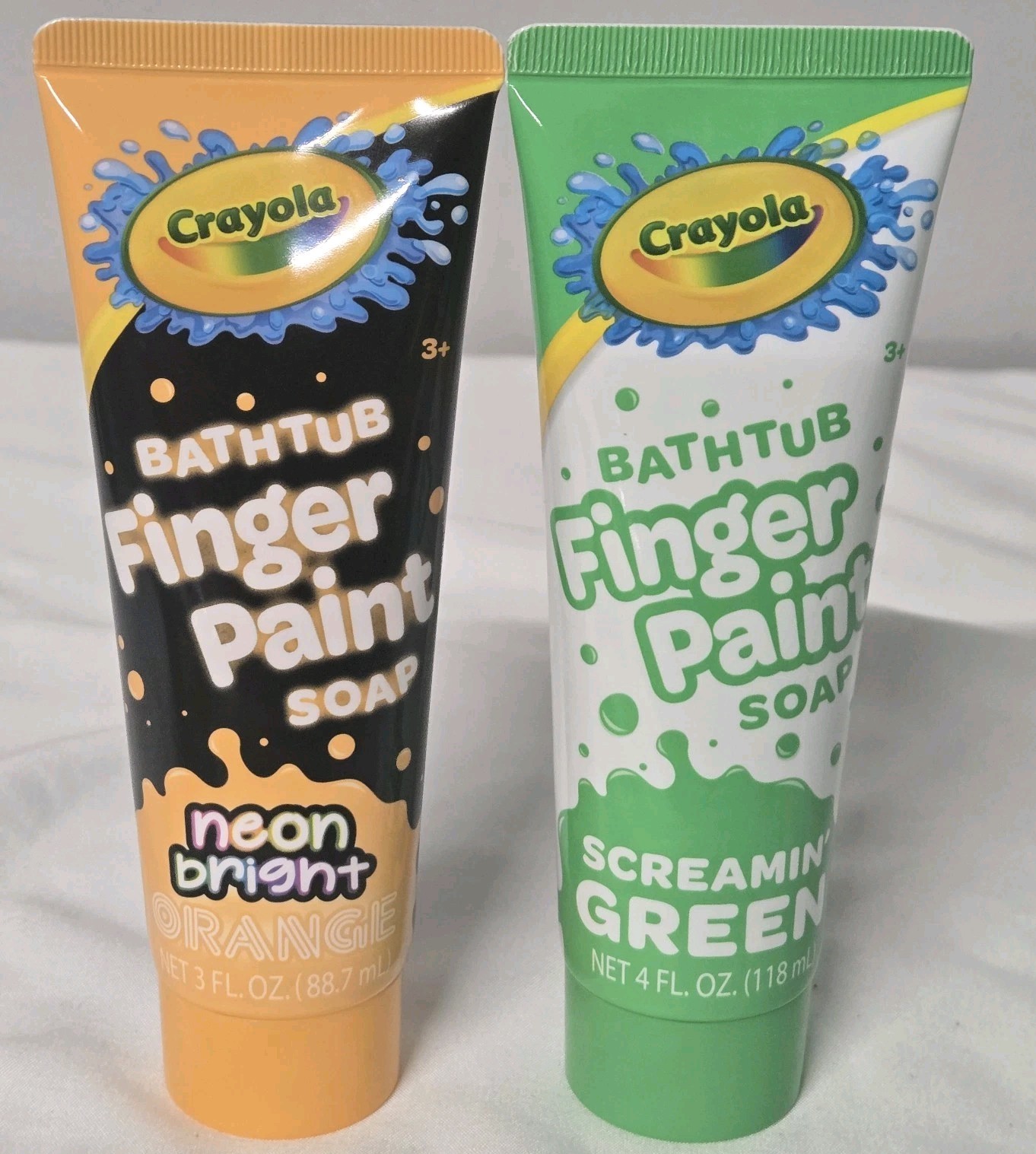 Crayola Bathtub Finger Paint Soap 2 Colors Neon Orange & Green Set Of 2 3oz Each