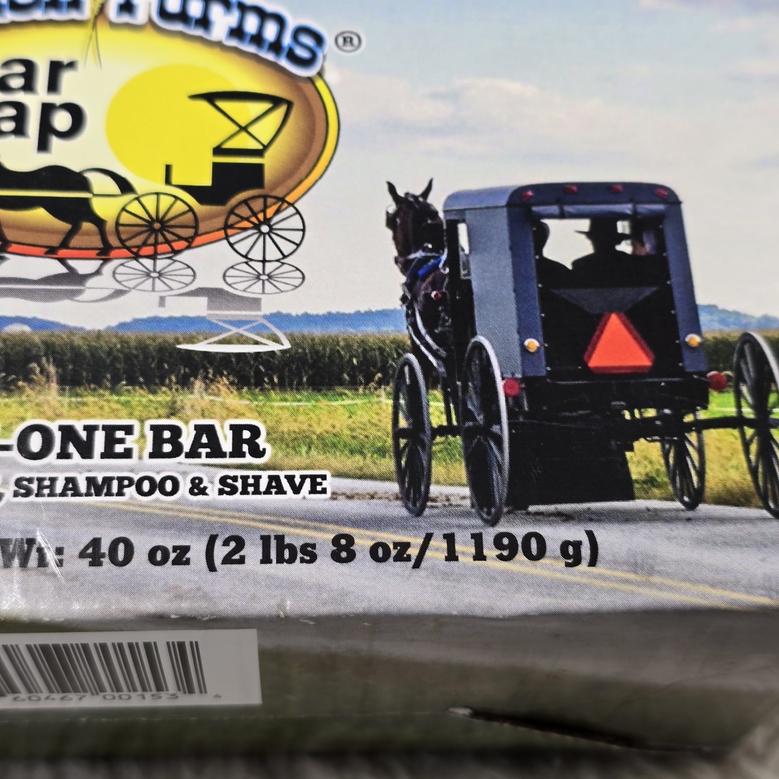Amish Farms Bar Soap (6 Bars) 4-In-One: Face, Body, Shampoo, & Shave, USA Made