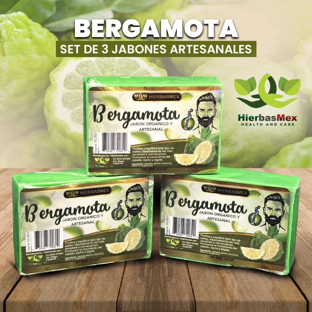 Bergamota Jabon Soap SOAP BERGAMOTA Para Cabello Set 3 Jabones 100g HierbasMex