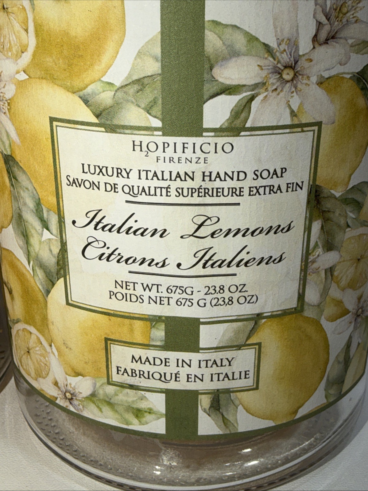 Lot 2 HOPIFICIO FIRENZE Glass Jar Of ITALIAN Triple Milled Lemon Soaps -23.8 Oz