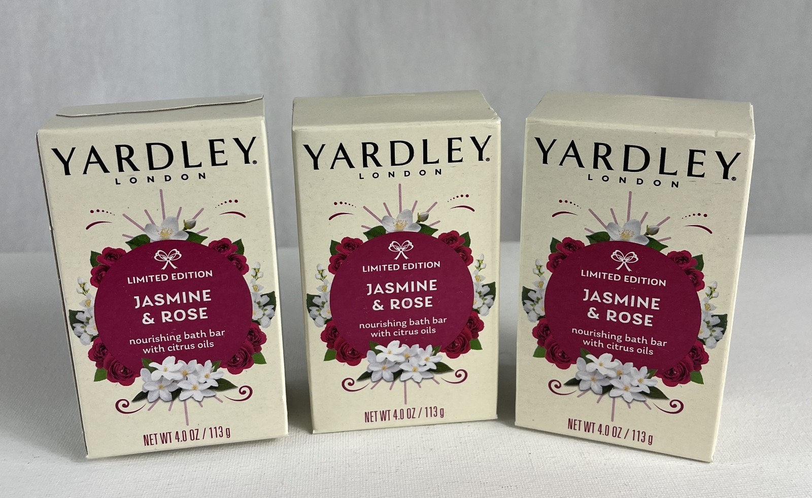 Yardley London Jasmine and rose nourishing bar 4 oz x 3 bars Limited Edition