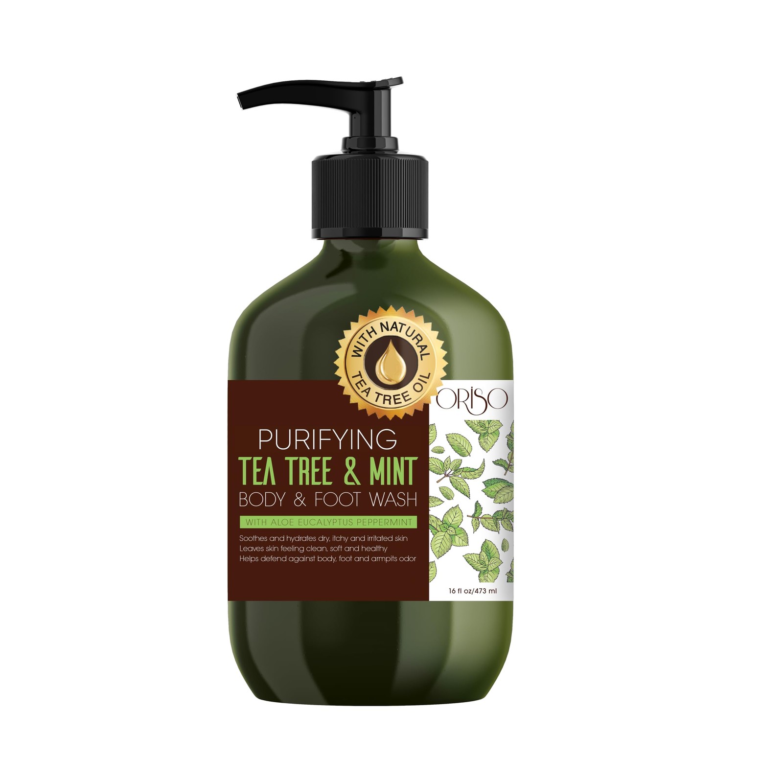 ORISO Tea Tree Body Wash with Mint for Women and Men – 16 Fl Oz (Pack of 1)