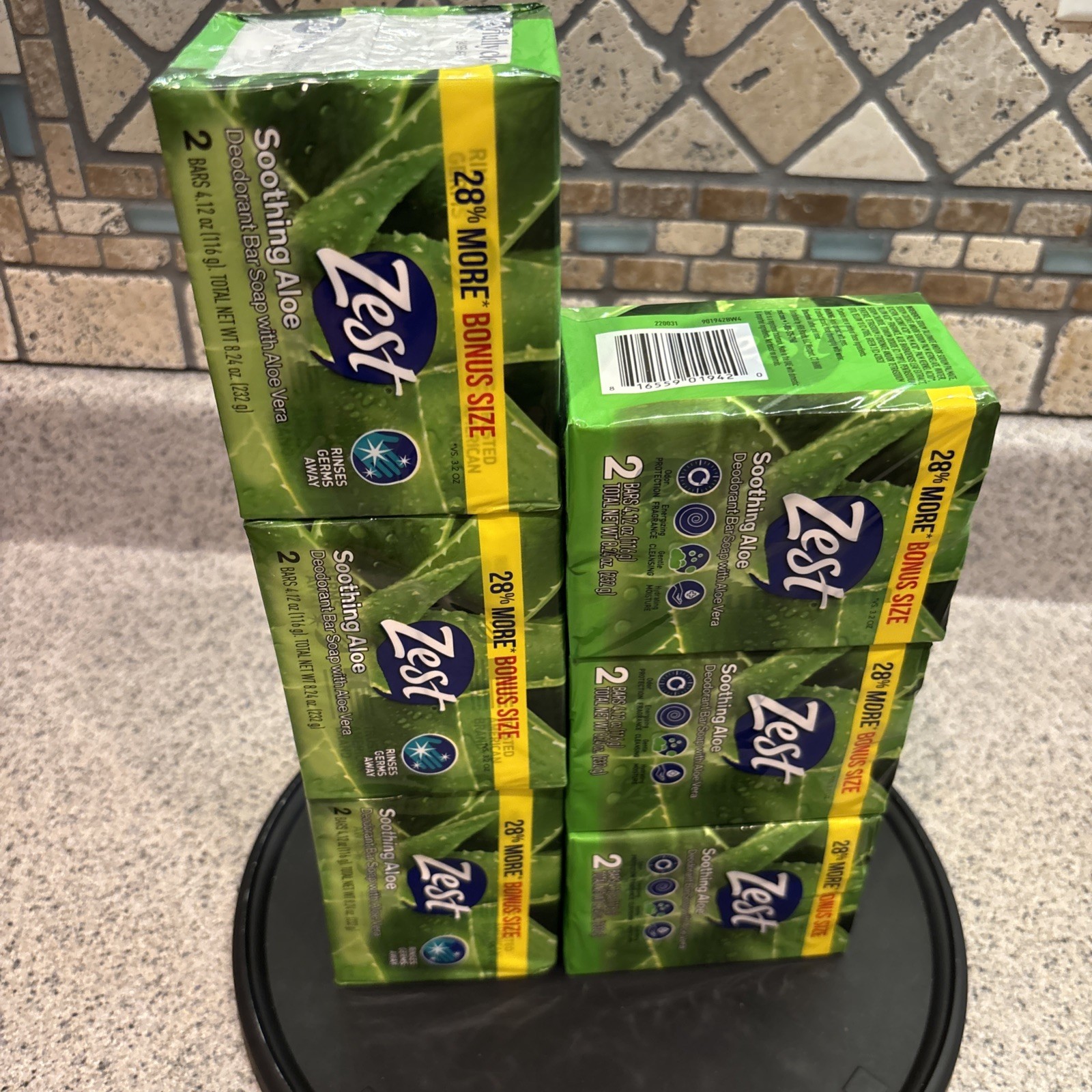 Zest Soothing Aloe Bar Soap 12 Bars, 4.12oz Each Bar