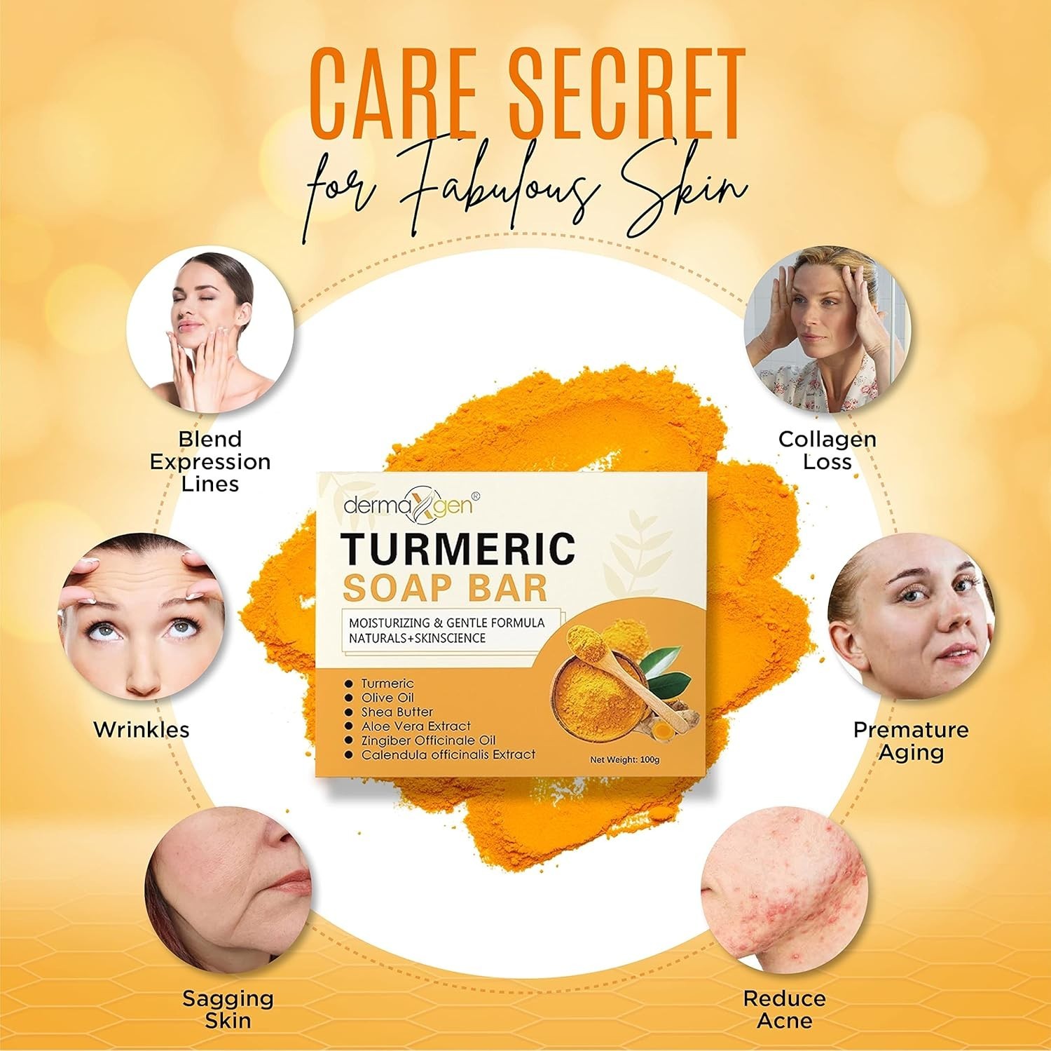 Organic Turmeric Soap Bar | Pure Natural Handcrafted Skincare, Face & Body Clean