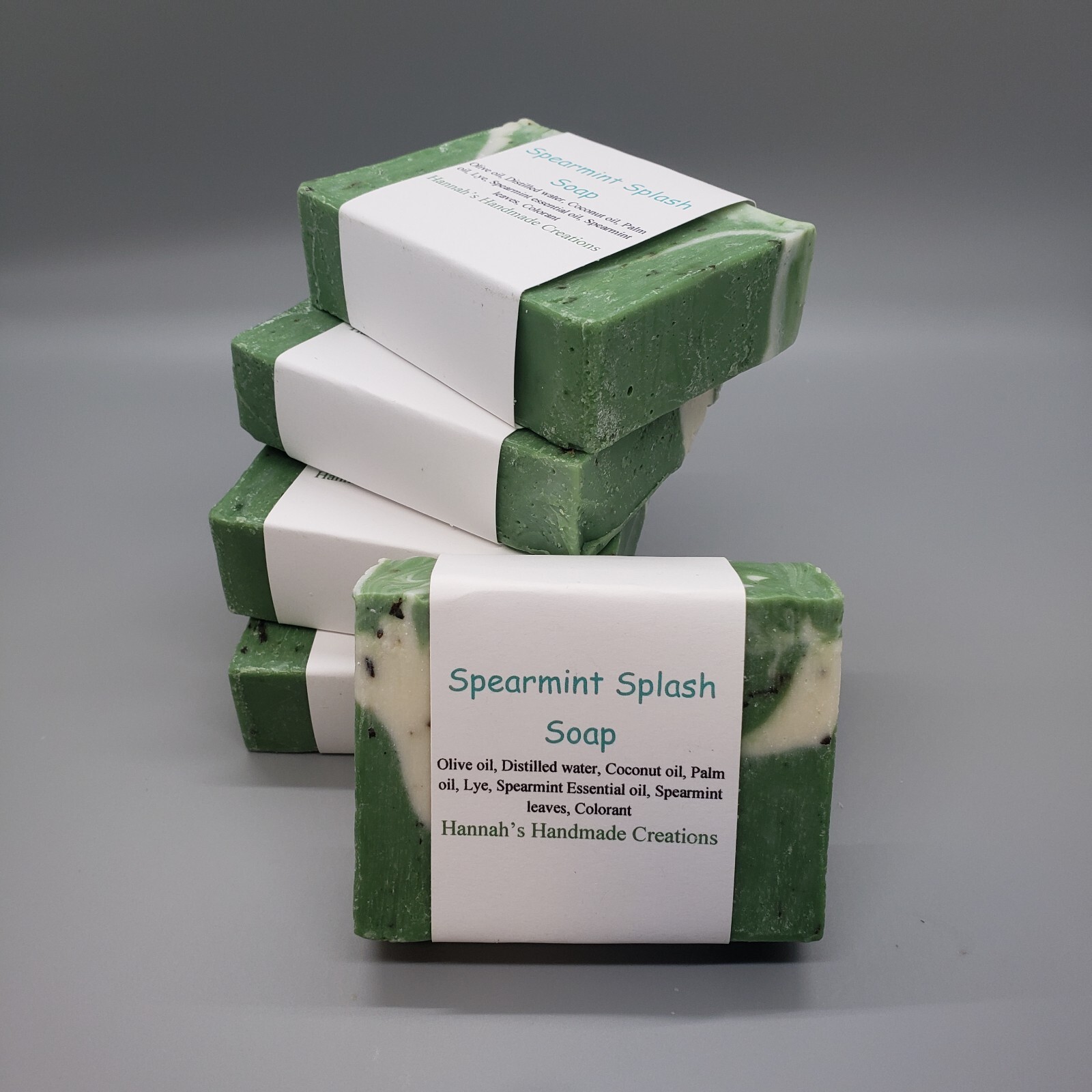 5 pack of Spearmint Splash Soap – made with Spearmint leaves & Essential Oil