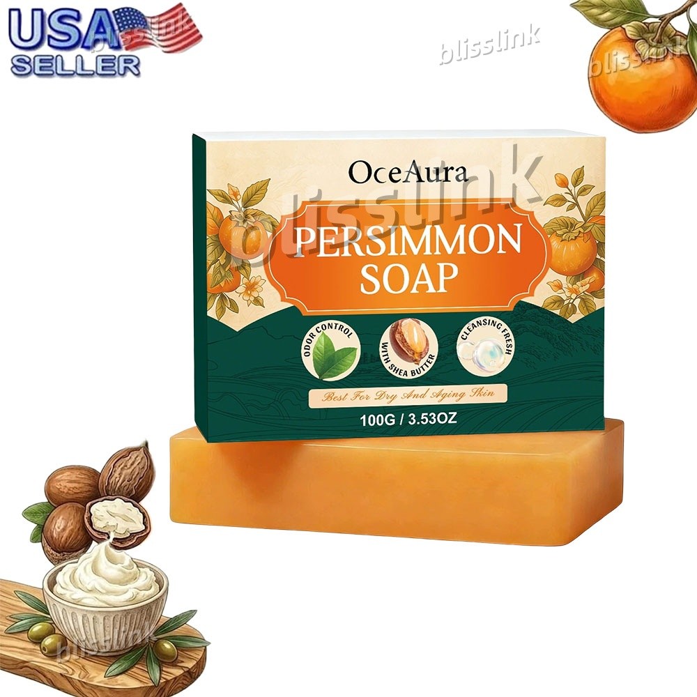 Swarva Persimmon Soap Bar Body Odor Control Deodorant Soap for Men&Women