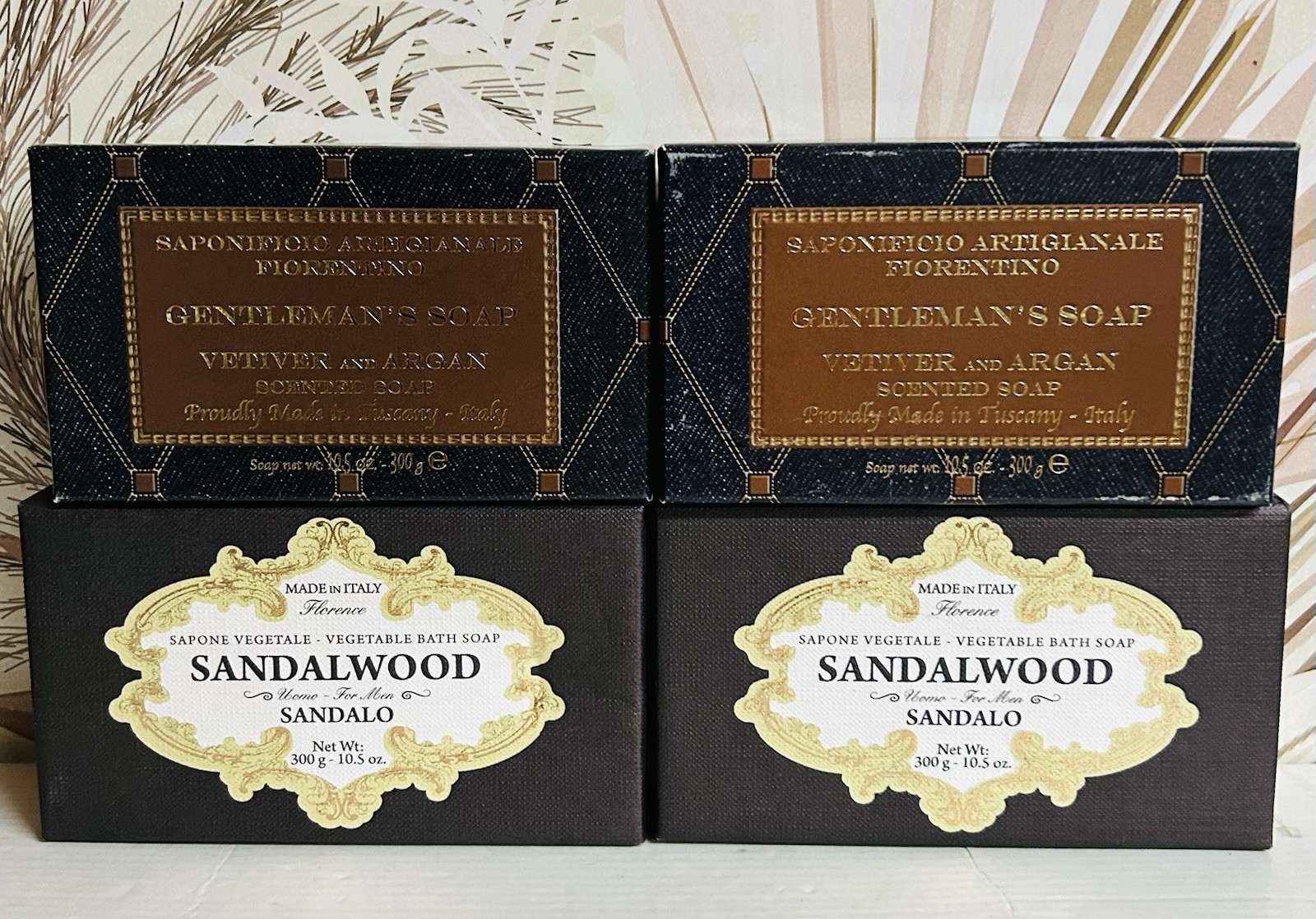 4-Pack Saponificio ~ Sandalwood & Vetiver Bar Soap for Men 10.5 oz Made in Italy