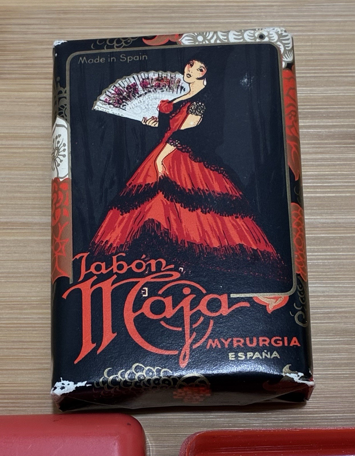 Vintage MAJA JABON MYRURGIA ESPANA Perfume Soap In Red Plastic Case