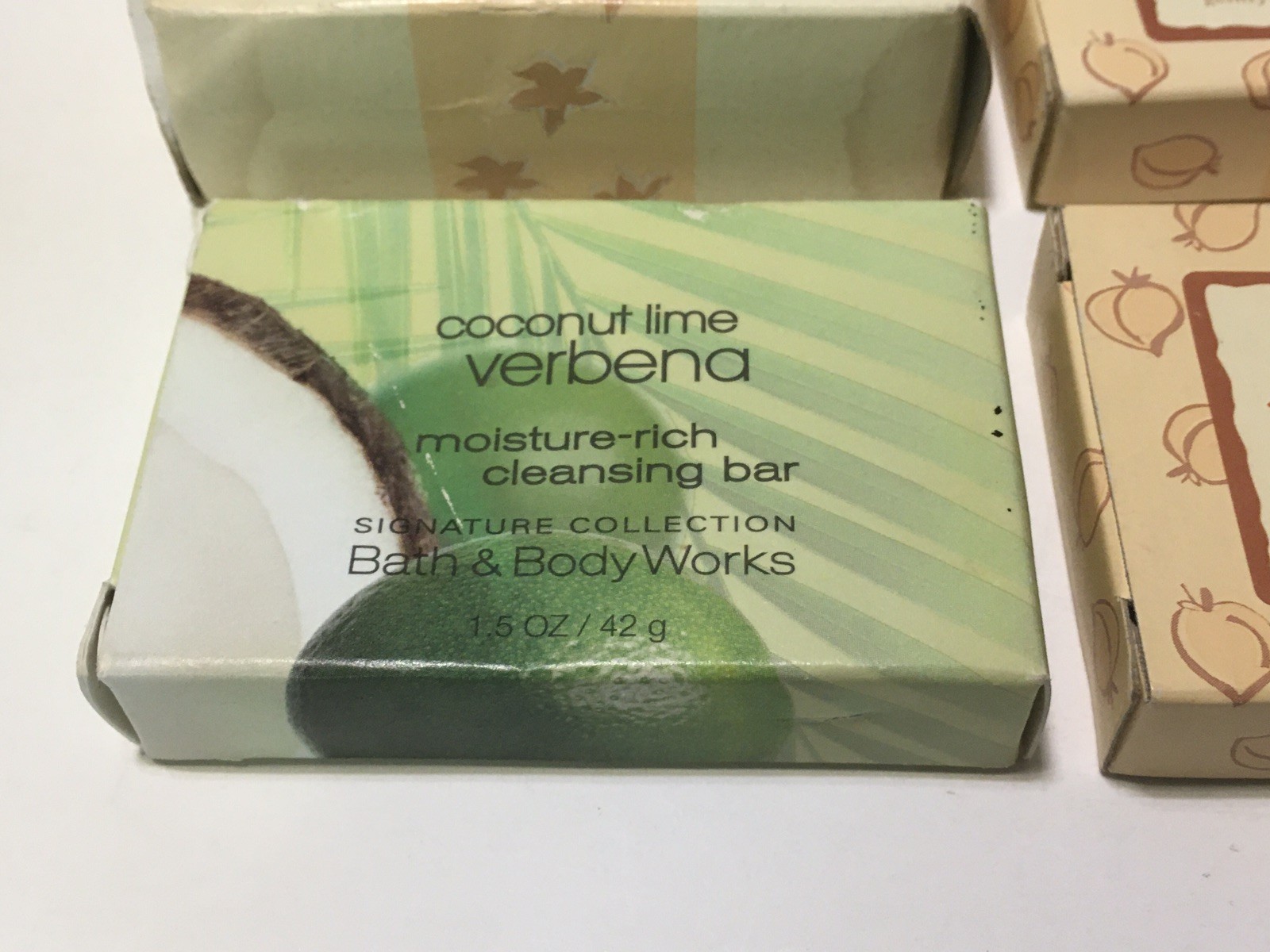 4x Bath & Body Works Cleansing Bar Soap Vanilla Bean Peach Nectar Coconut Lime
