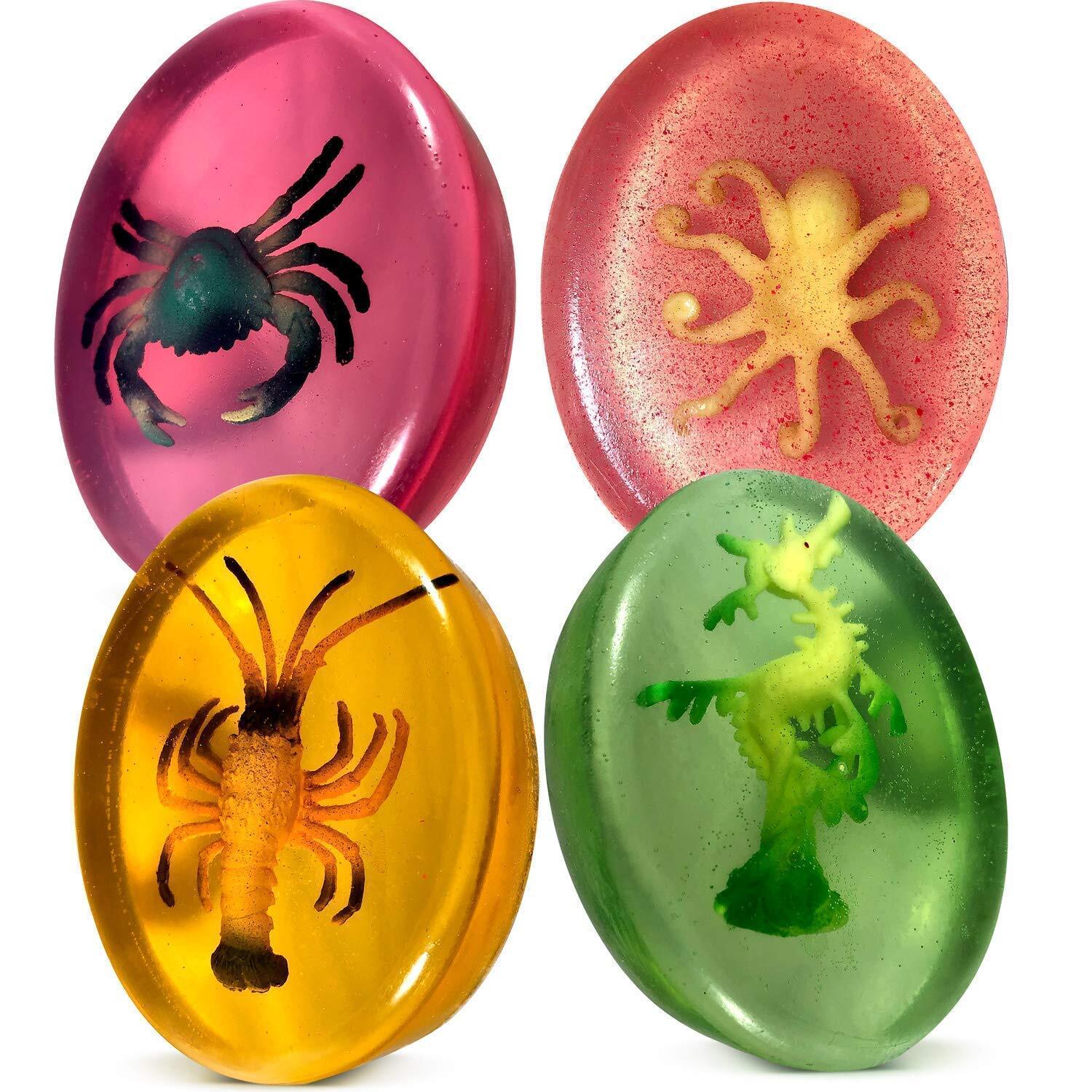 4 Colorful Kids Soap Bars For Kids with SEA ANIMALS T – Natural Aroma Kids USA