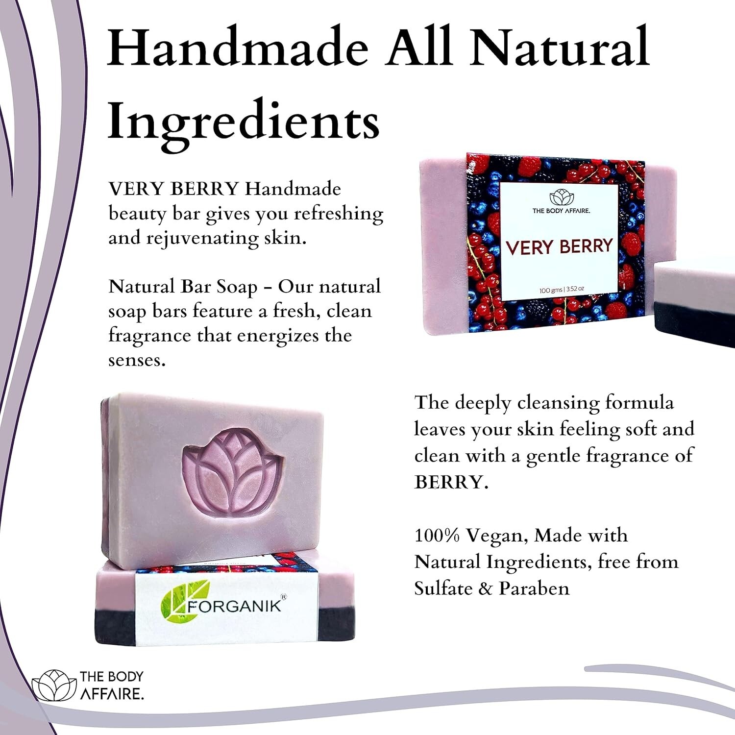 FORGANIK VERRY BERRY Handmade Cold Process Soap by The Body Affaire For Women